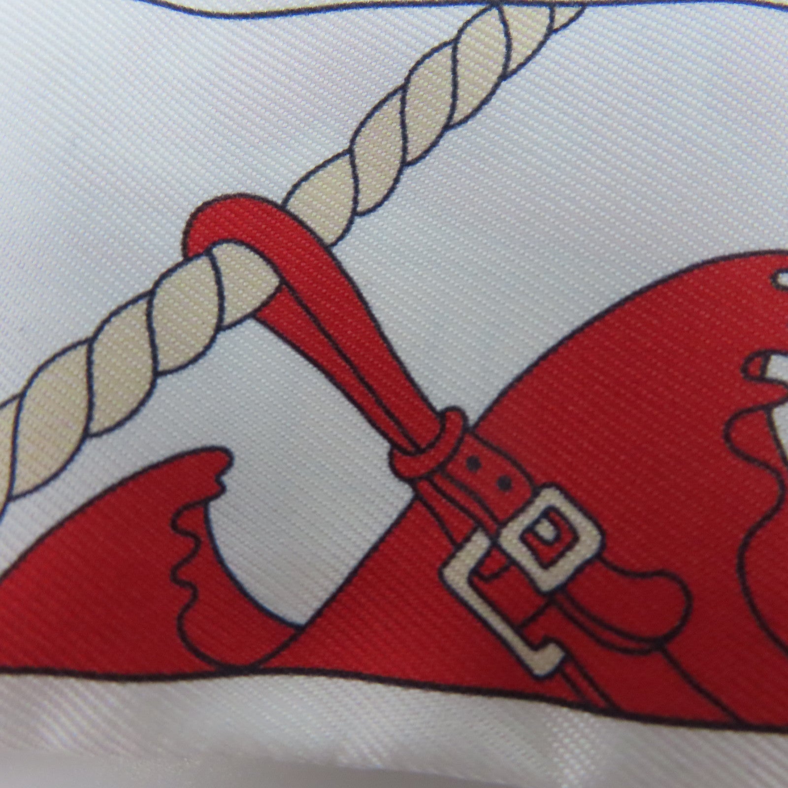 HERMES 【激減優惠】絲質Twilly絲巾紅色/白色