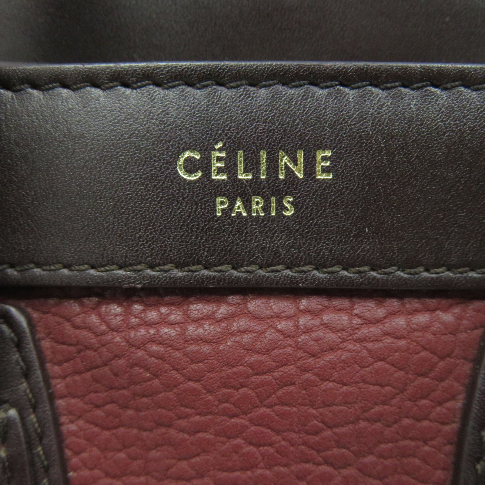 CELINE 牛皮皮革Nano Luggage金扣手挽肩背兩用袋紅色/黑色/米色