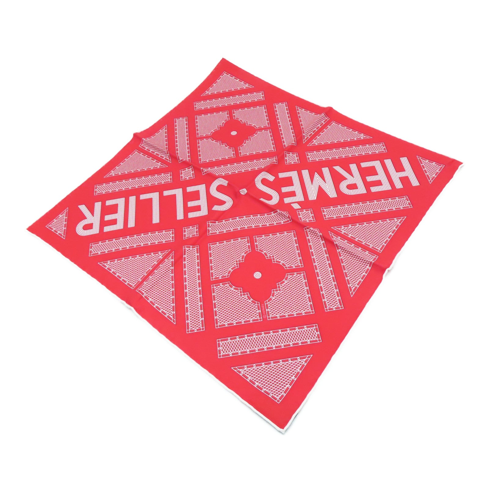 HERMES [Sharp Discount] Silk Scarf Red White