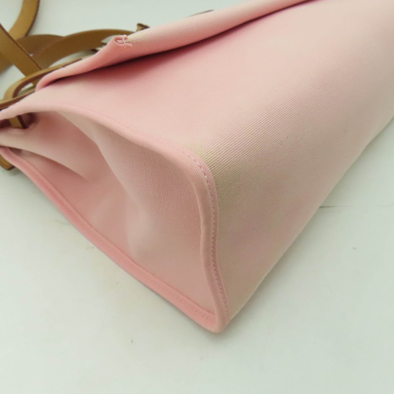 HERMES 【激減優惠】帆布Herbag PM銀扣手挽肩背兩用袋粉紅色