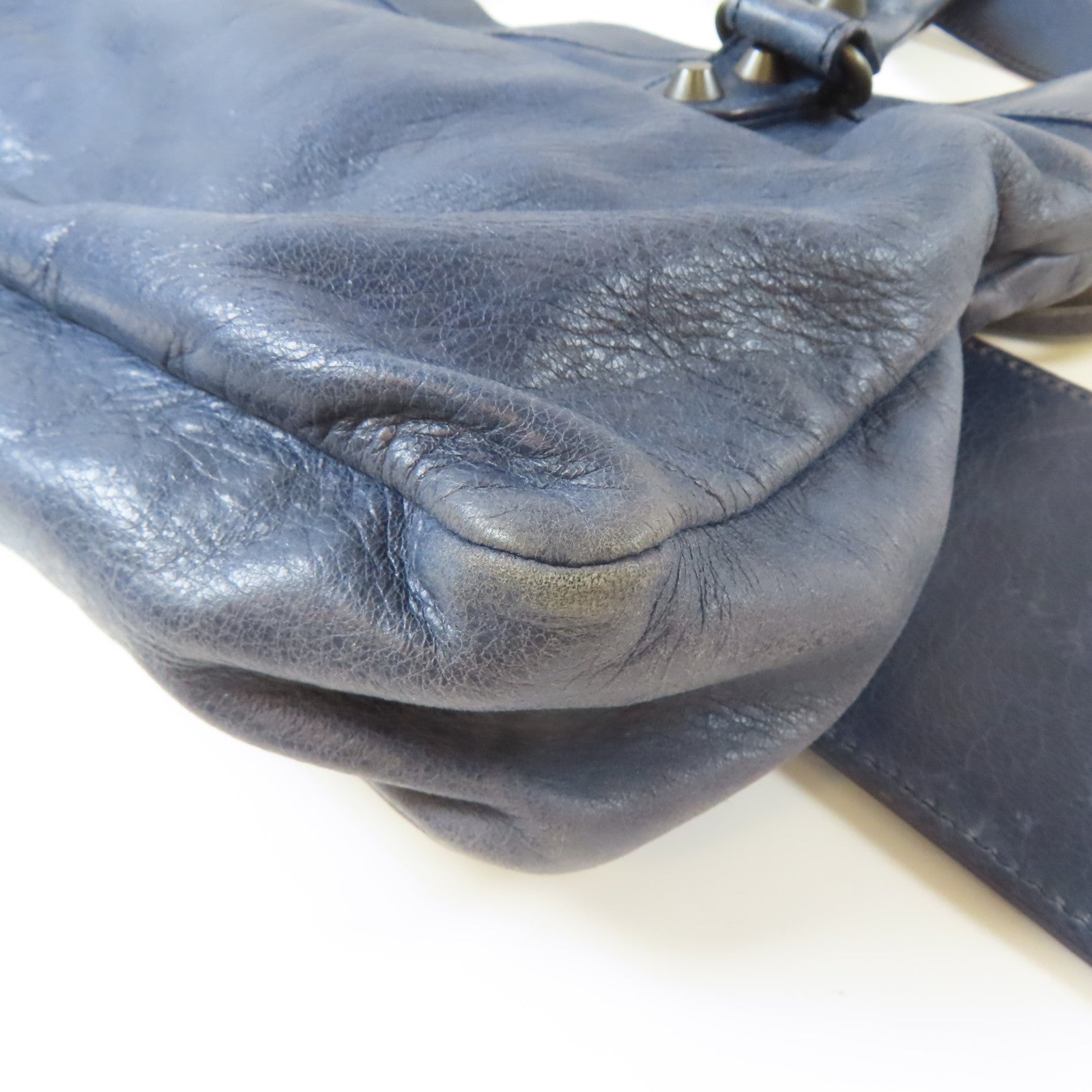 BALENCIAGA 牛皮皮革Frist黑扣手挽肩背兩用袋藍色