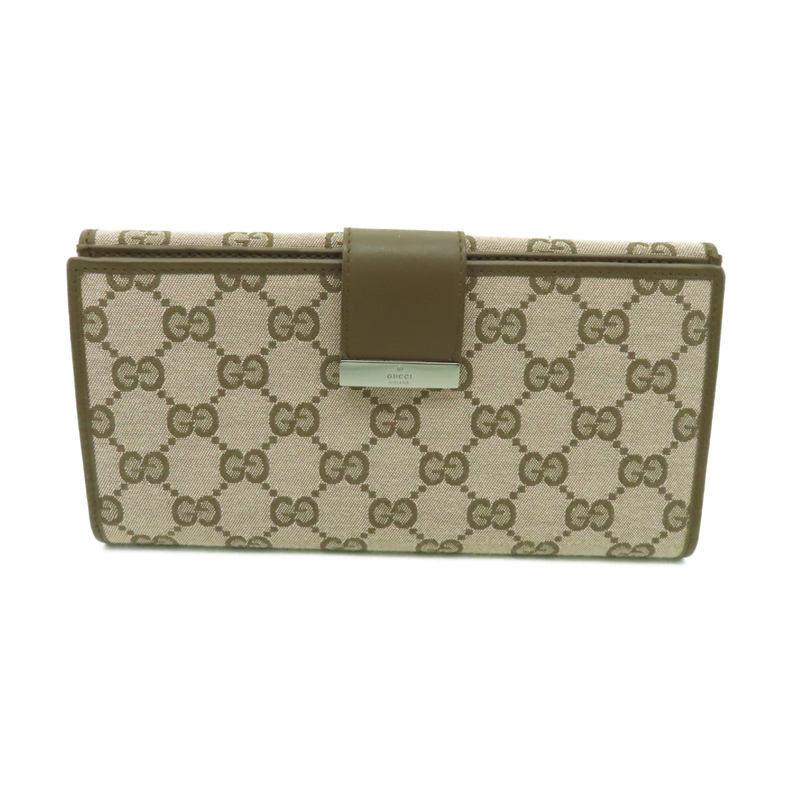 GUCCI 【激減優惠】帆布Long Wallet銀扣長錢包棕色/粉紅色