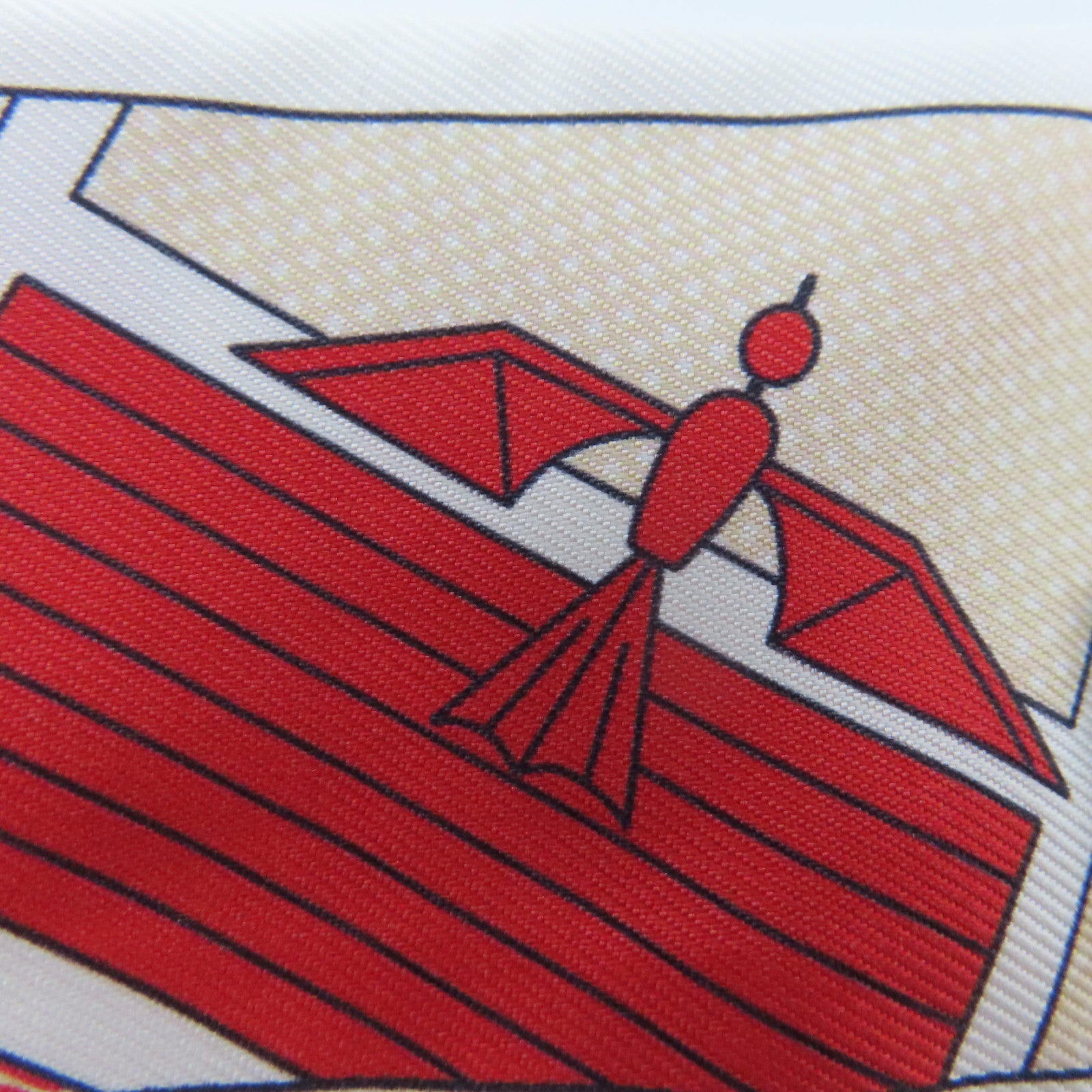 HERMES 【激減優惠】絲質Twilly絲巾紅色/白色