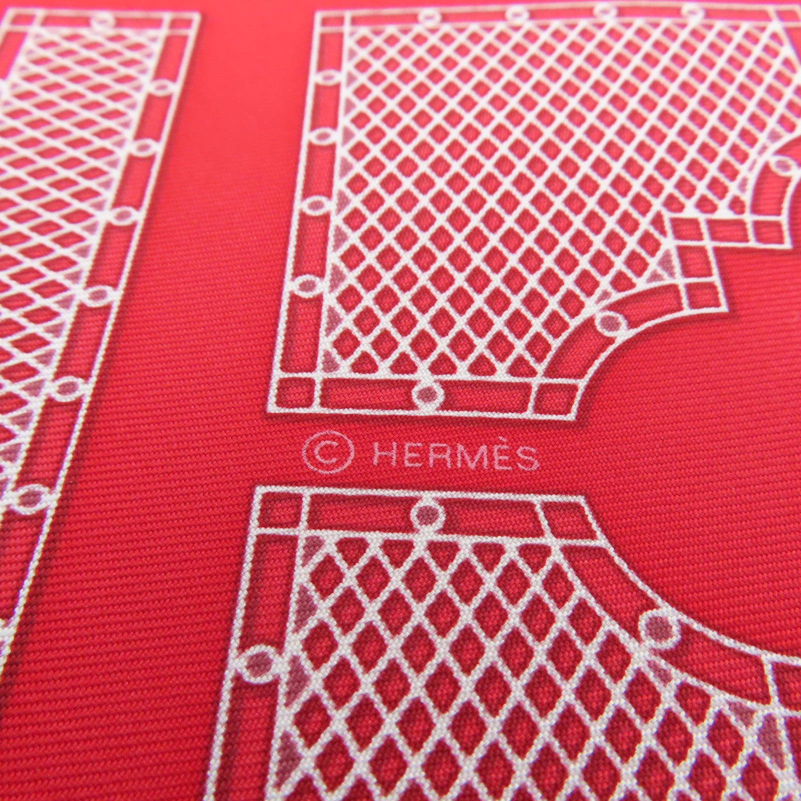 HERMES [Sharp Discount] Silk Scarf Red White