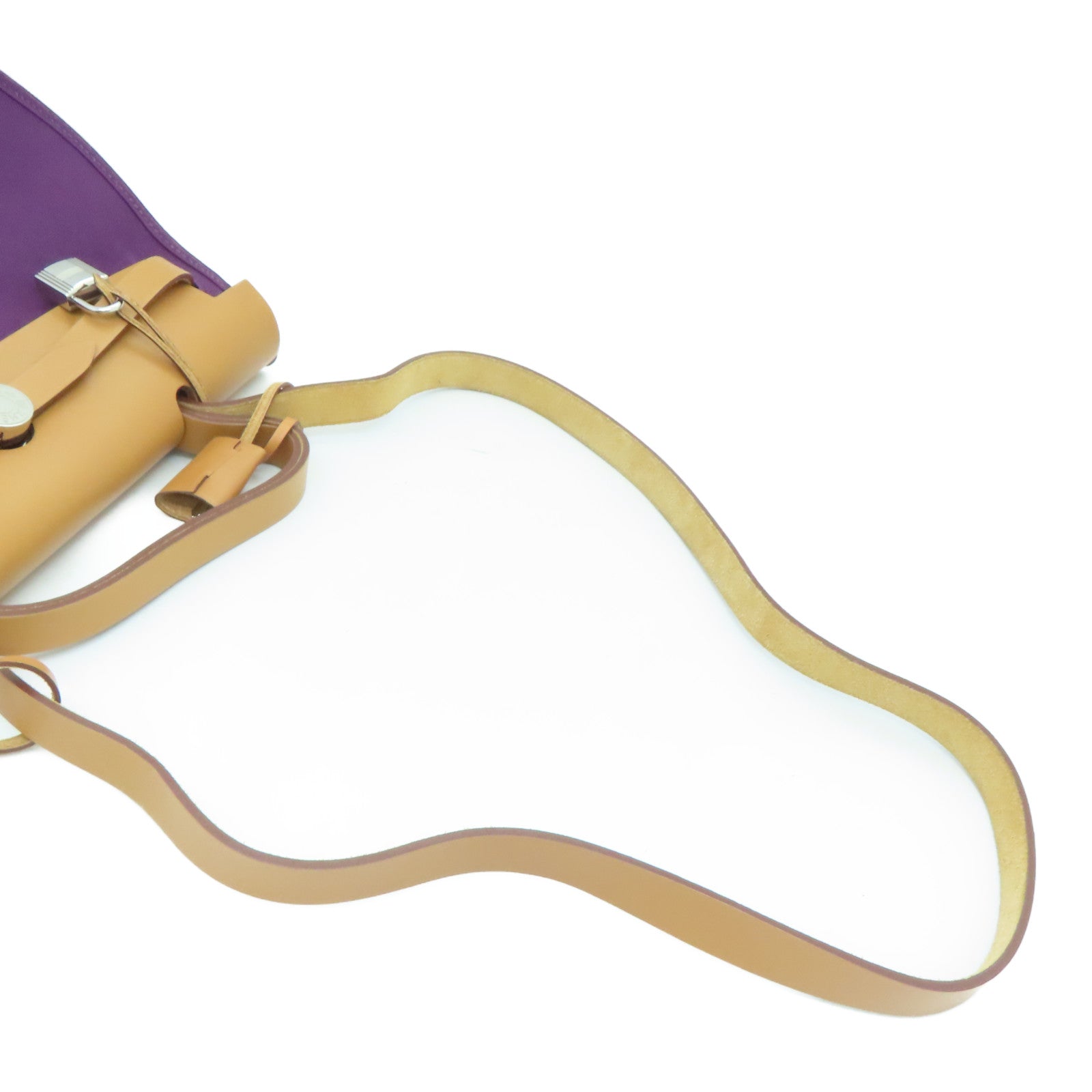 HERMES Canvas 2 Way Shoulder Bag Silver Buckle Handle Shoulder Bag Purple