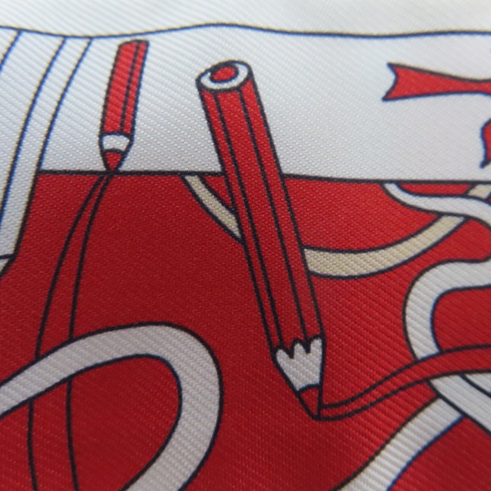 HERMES 【激減優惠】絲質Twilly絲巾紅色/白色