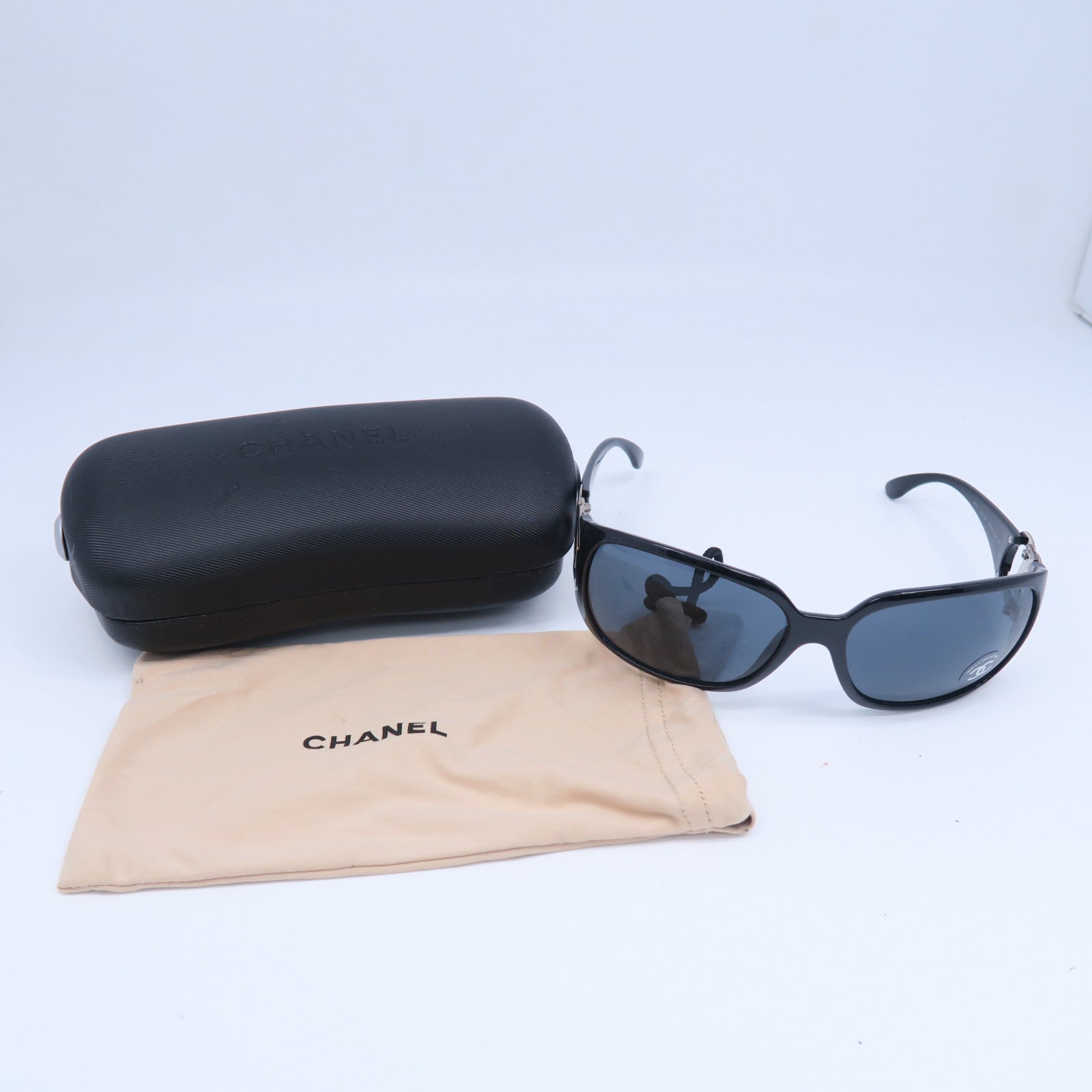 CHANEL PVC/金屬Sunglasses太陽眼鏡黑色/銀色