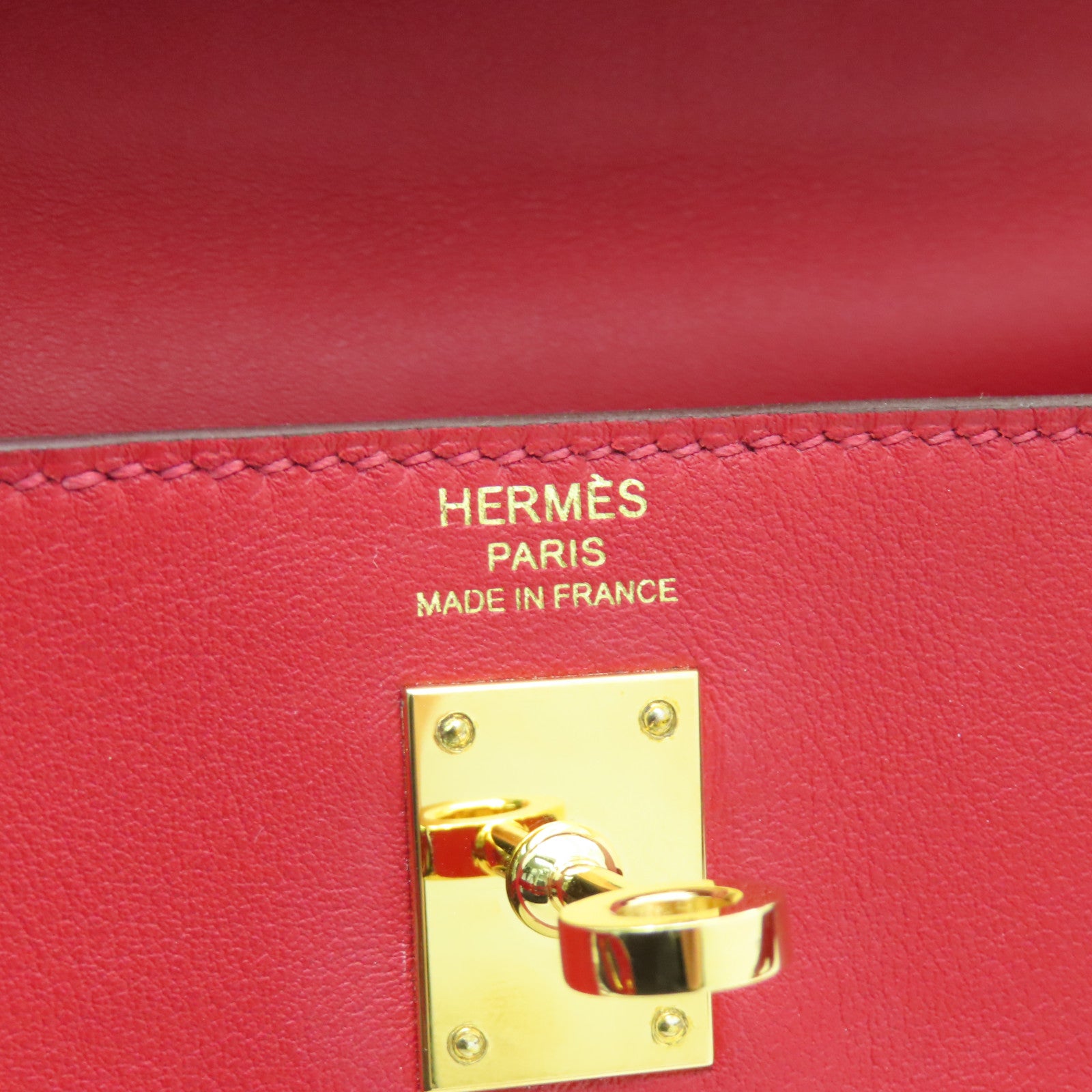 HERMES Swift皮革Kelly 25金扣手挽肩背兩用袋Rouge Piment辣椒紅色
