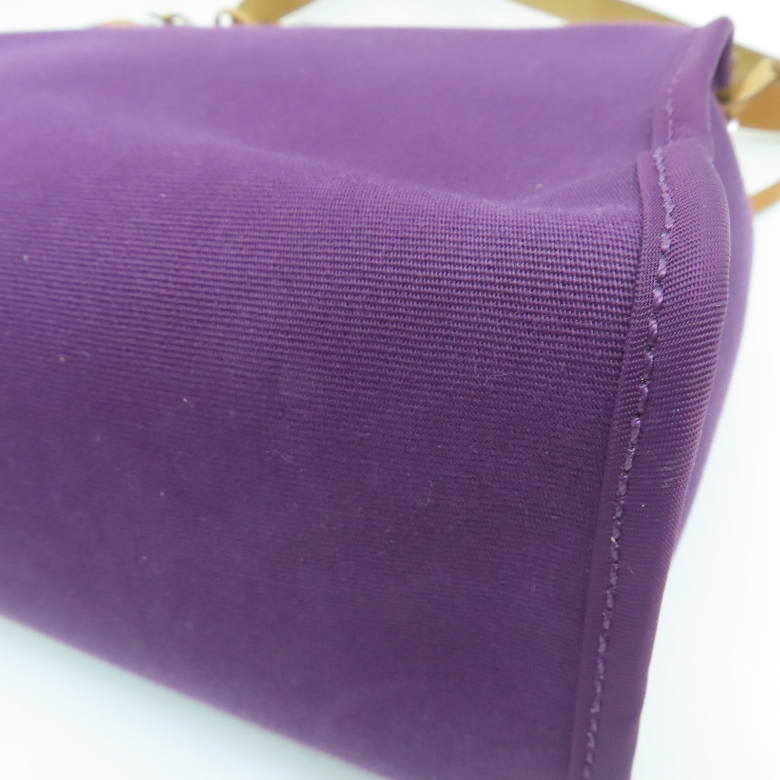 HERMES Canvas 2 Way Shoulder Bag Silver Buckle Handle Shoulder Bag Purple