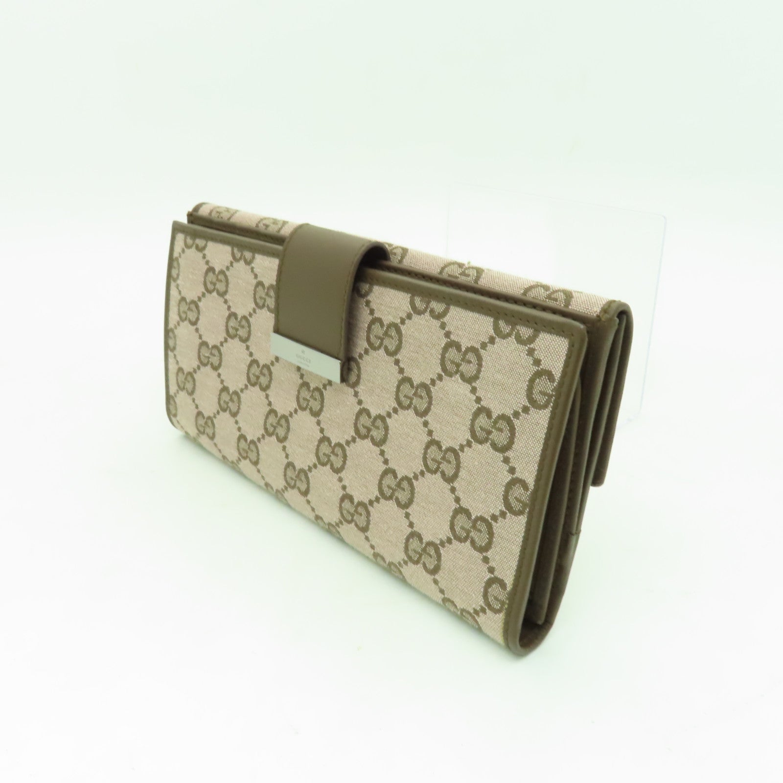 GUCCI 【激減優惠】帆布Long Wallet銀扣長錢包棕色/粉紅色