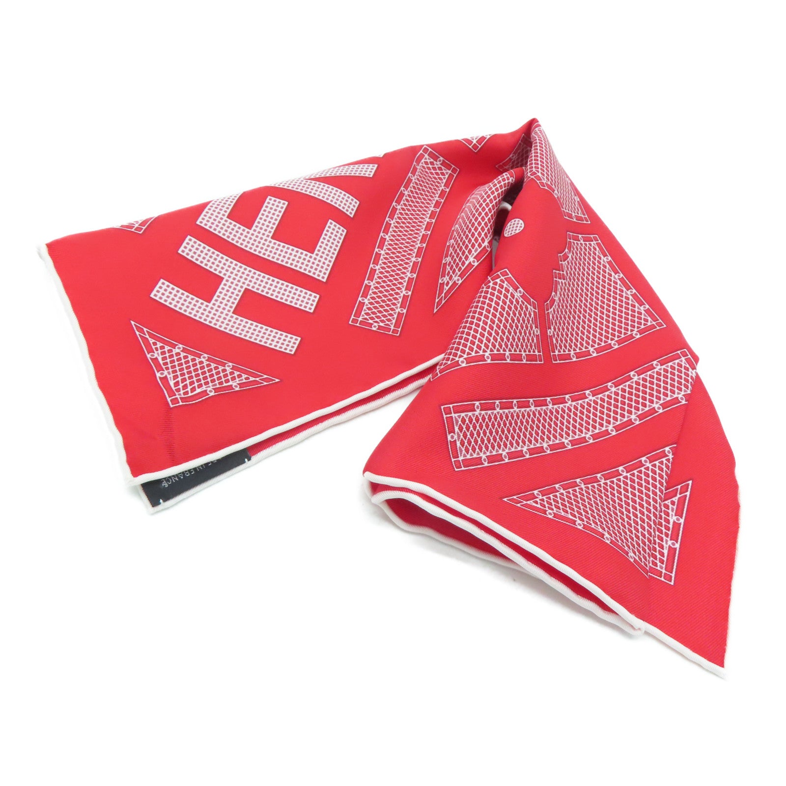 HERMES [Sharp Discount] Silk Scarf Red White