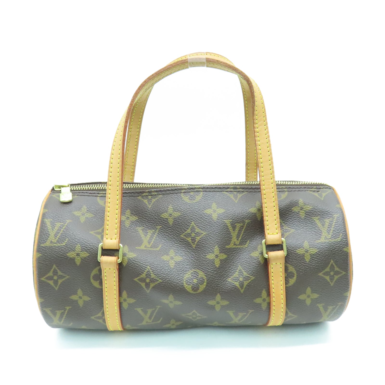 LOUIS VUITTON Monogram Papillon Gold Buckle Shoulder Bag Brown