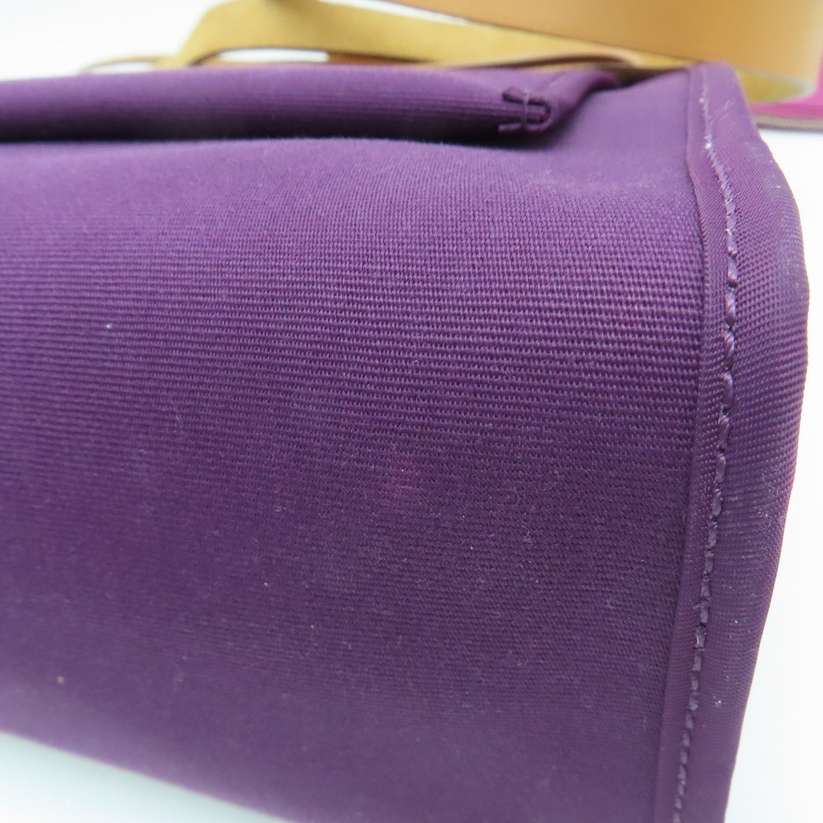 HERMES Canvas 2 Way Shoulder Bag Silver Buckle Handle Shoulder Bag Purple