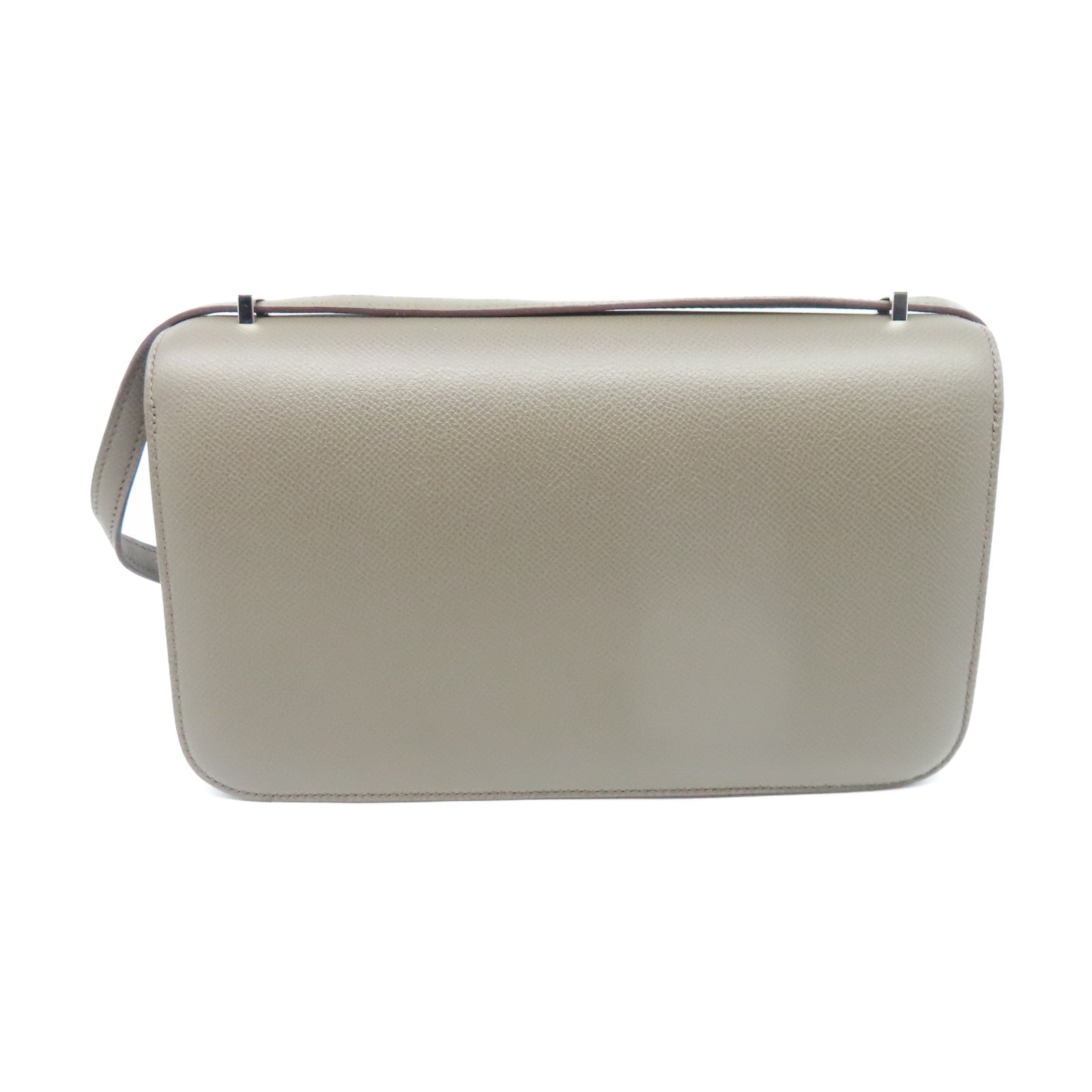 HERMES Epsom皮革Constance Elan銀扣肩背袋錫器灰色