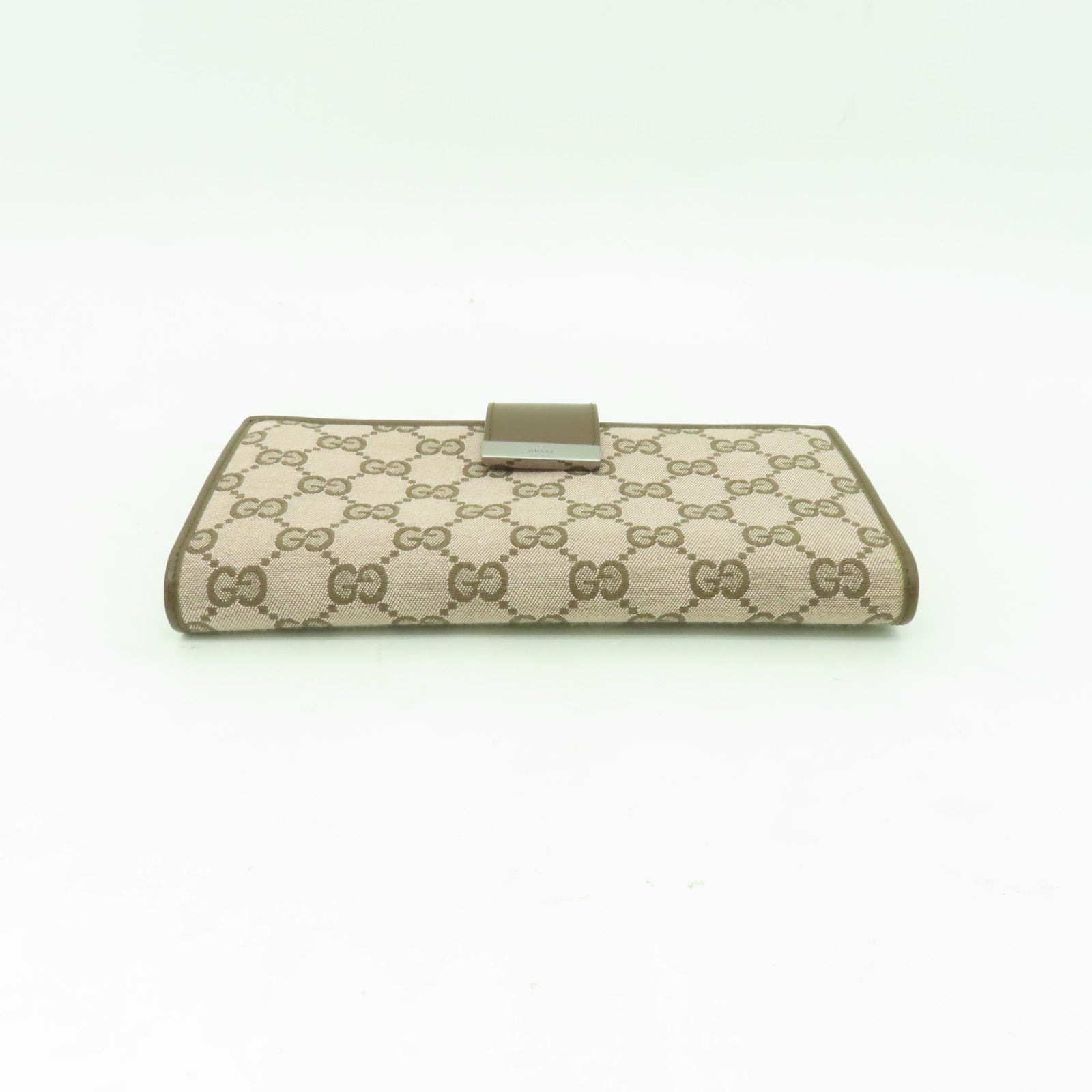 GUCCI 【激減優惠】帆布Long Wallet銀扣長錢包棕色/粉紅色