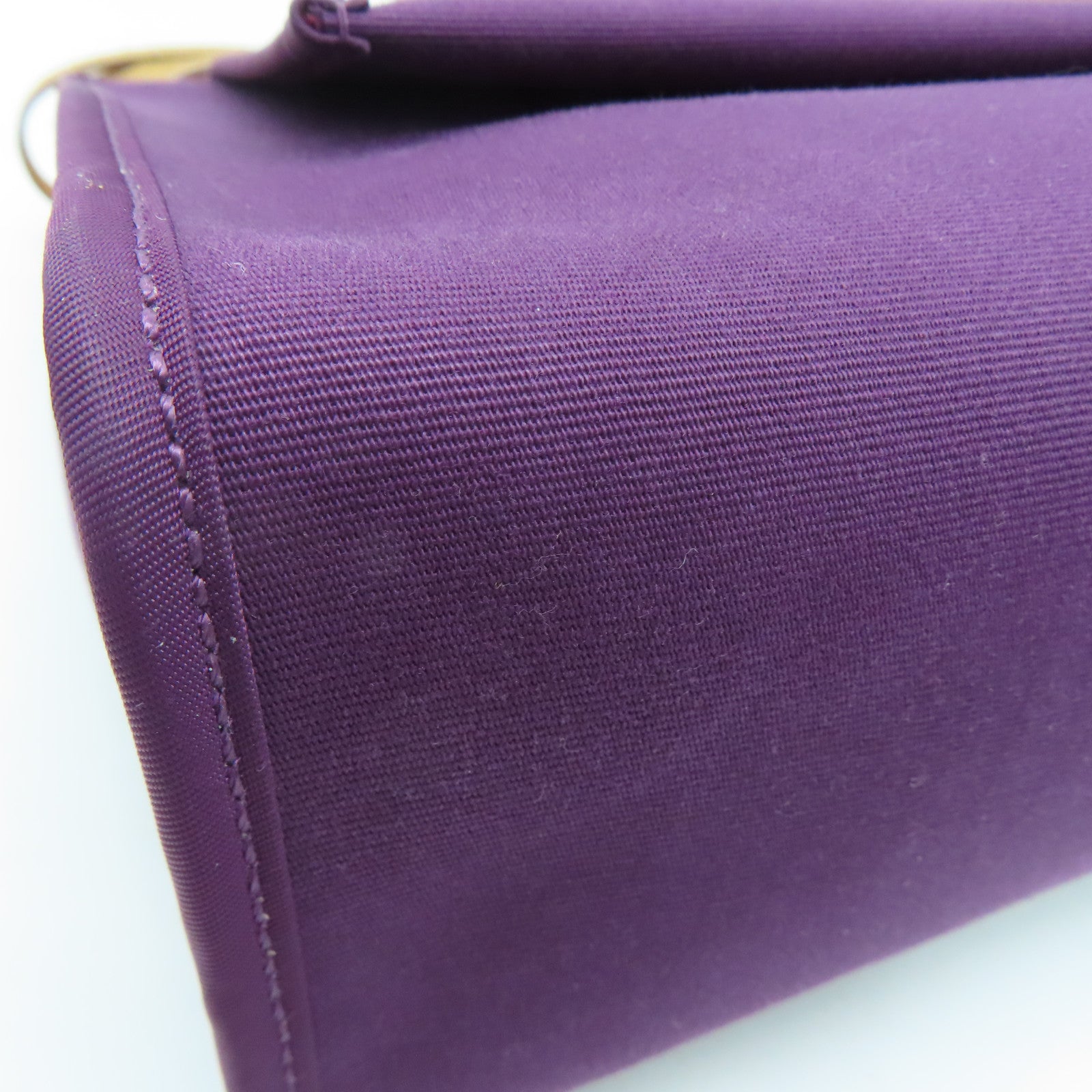 HERMES Canvas 2 Way Shoulder Bag Silver Buckle Handle Shoulder Bag Purple