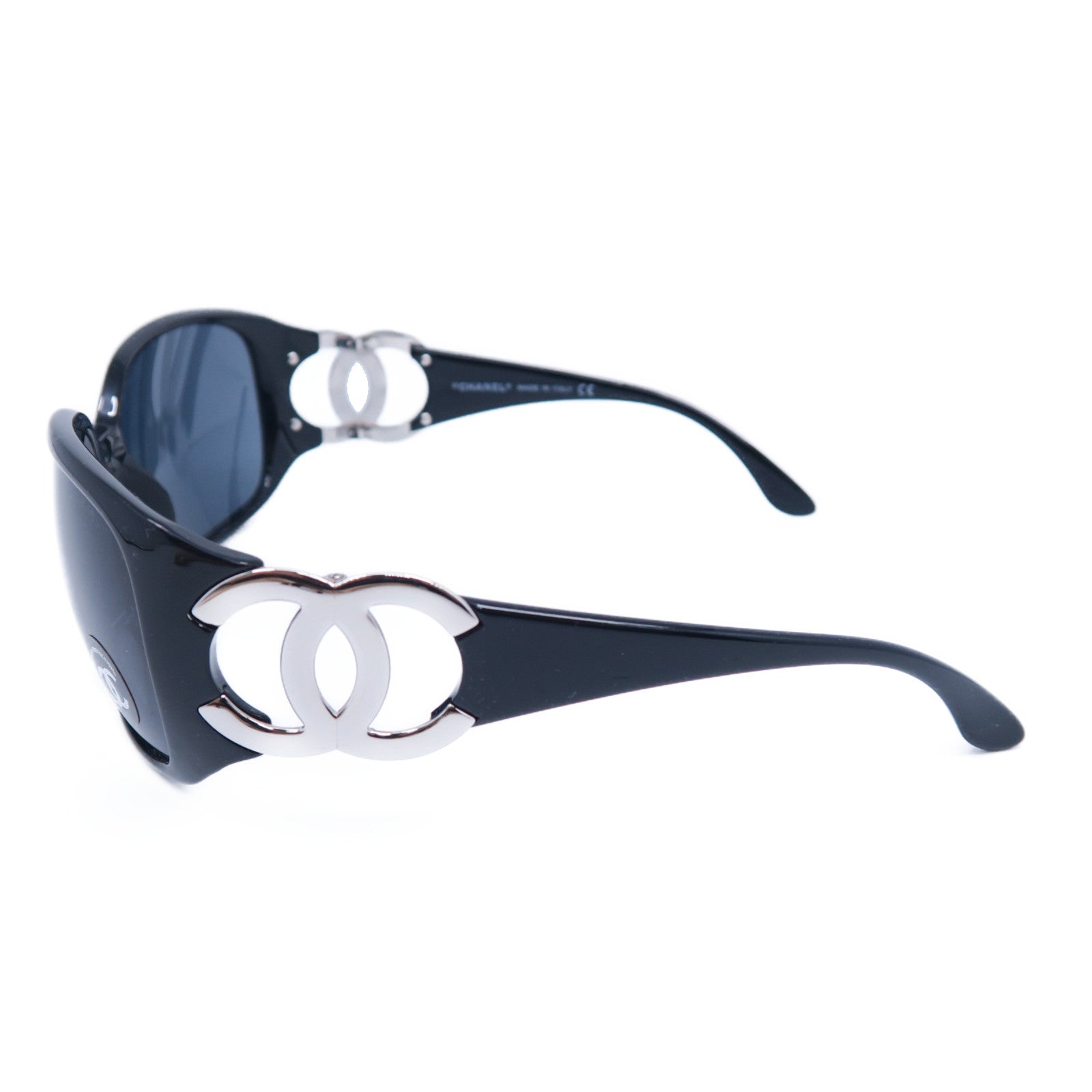 CHANEL PVC/金屬Sunglasses太陽眼鏡黑色/銀色