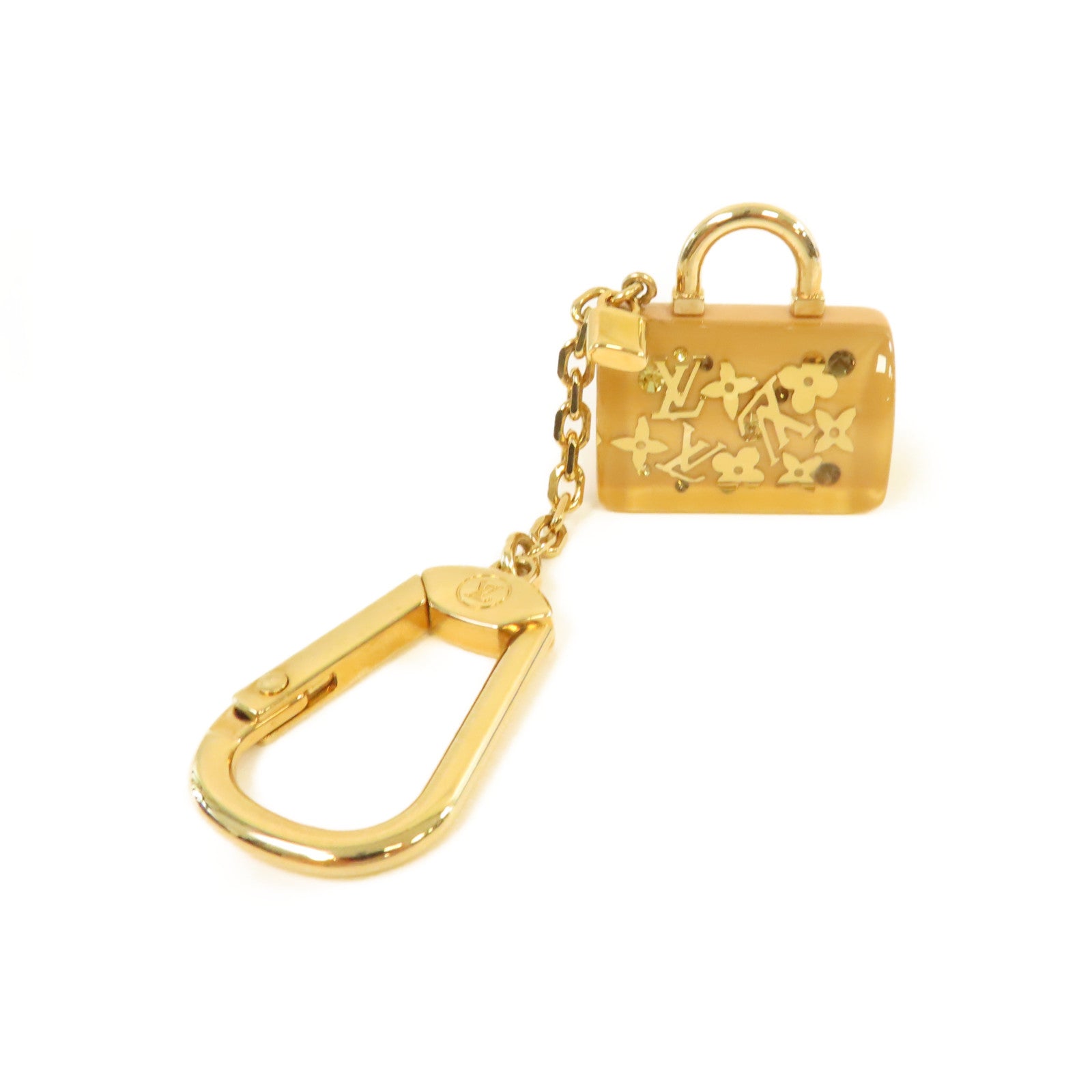 LOUIS VUITTON PVC/金屬Speedy Inclusion Framb Key Ring Charm掛飾杏色/金色