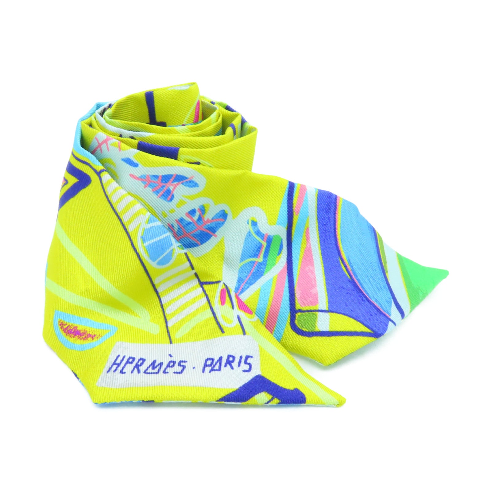 HERMES 丝质Twilly丝巾黄色/彩色
