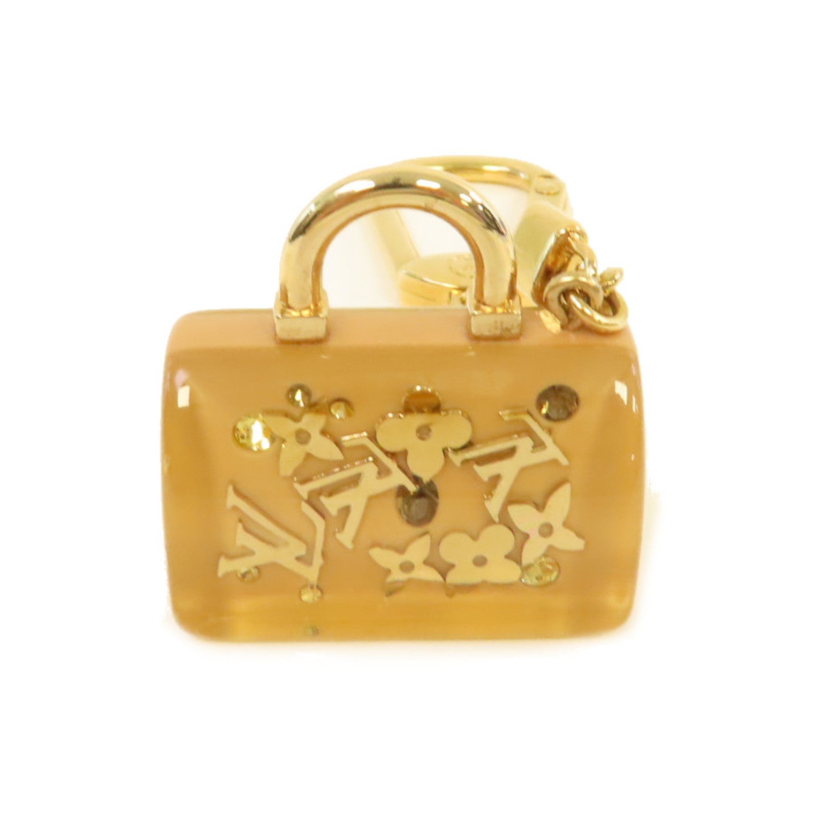LOUIS VUITTON PVC/金屬Speedy Inclusion Framb Key Ring Charm掛飾杏色/金色
