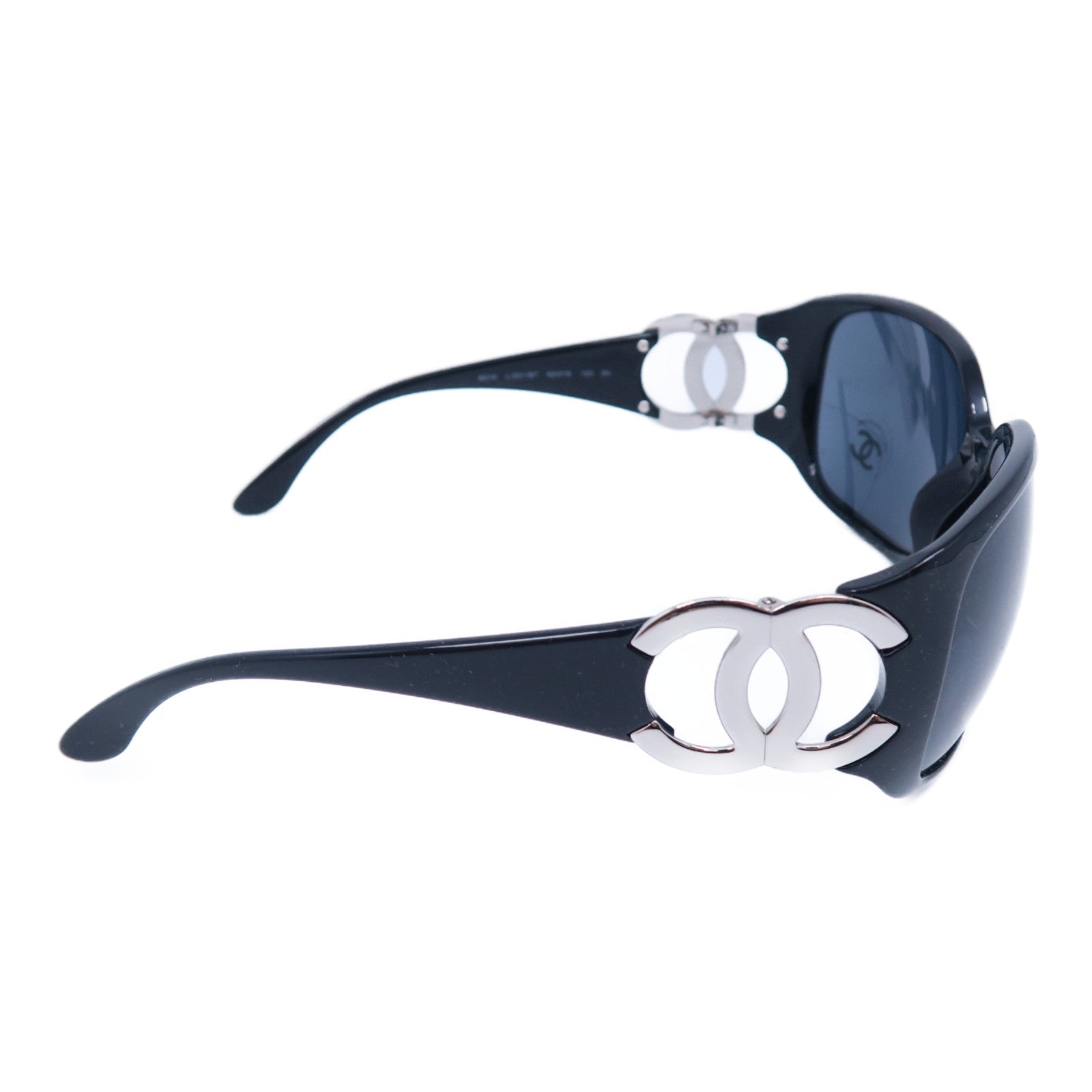 CHANEL PVC/金屬Sunglasses太陽眼鏡黑色/銀色