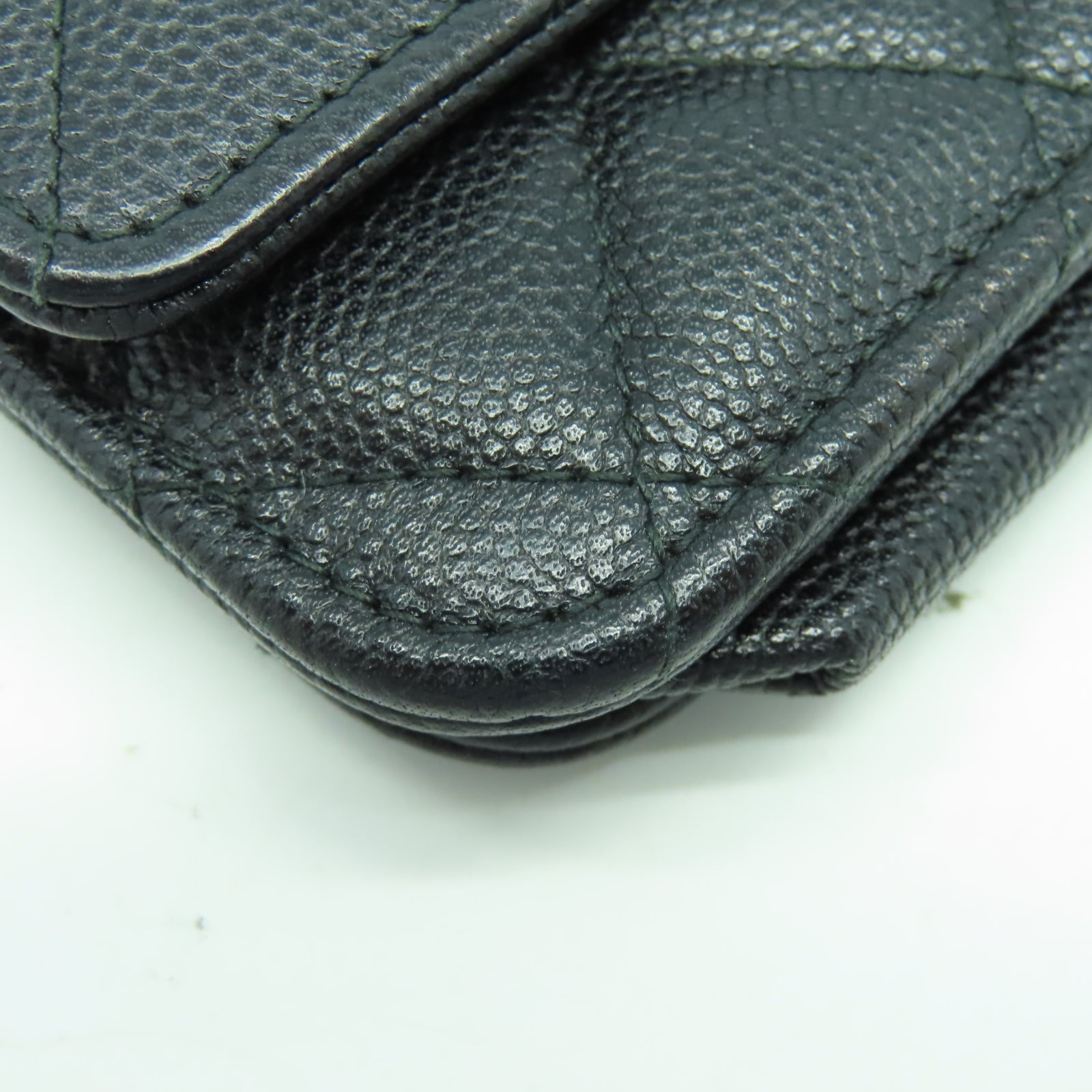CHANEL 菱格Caviar皮革Wallet On Chain金扣鏈帶肩背袋黑色