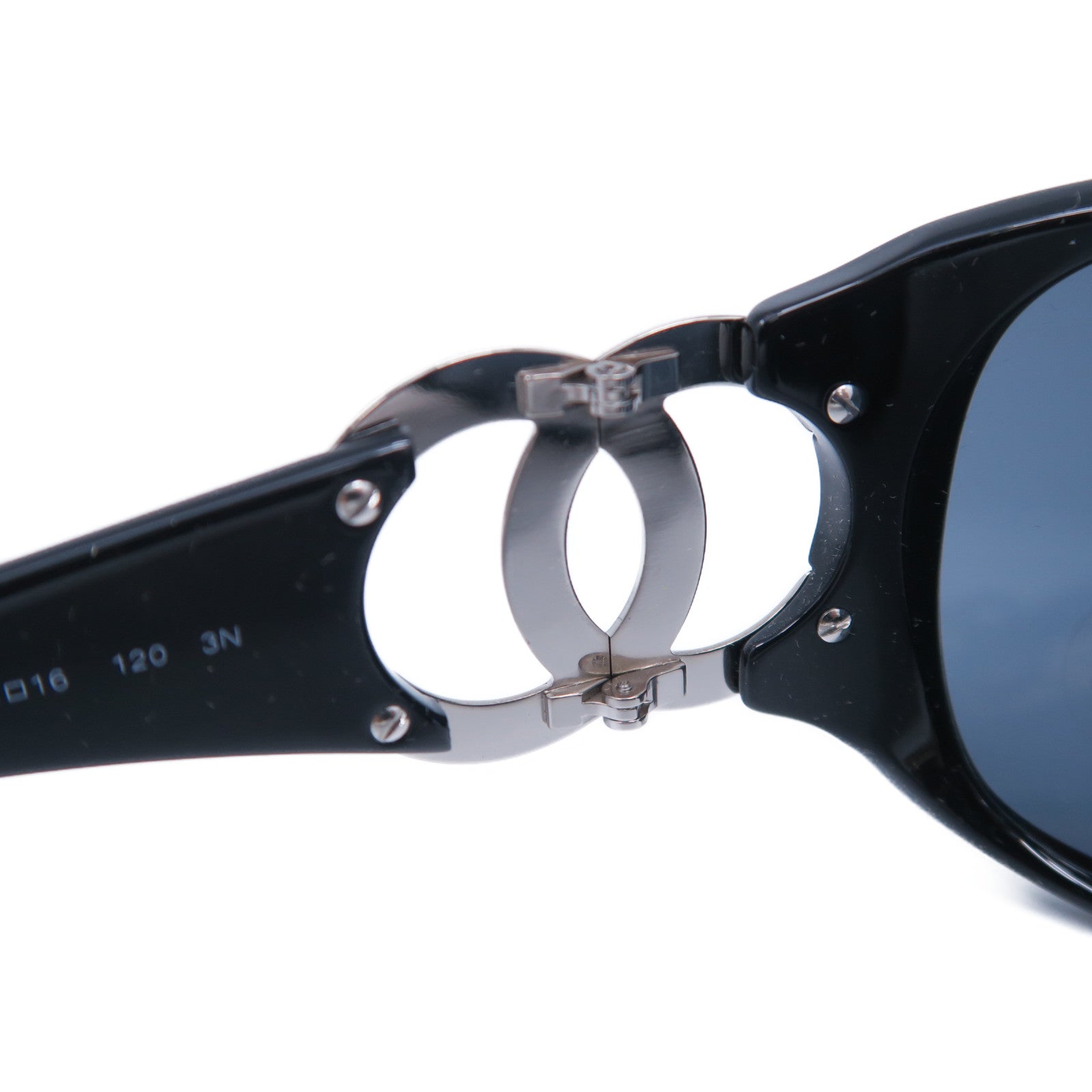 CHANEL PVC/金屬Sunglasses太陽眼鏡黑色/銀色
