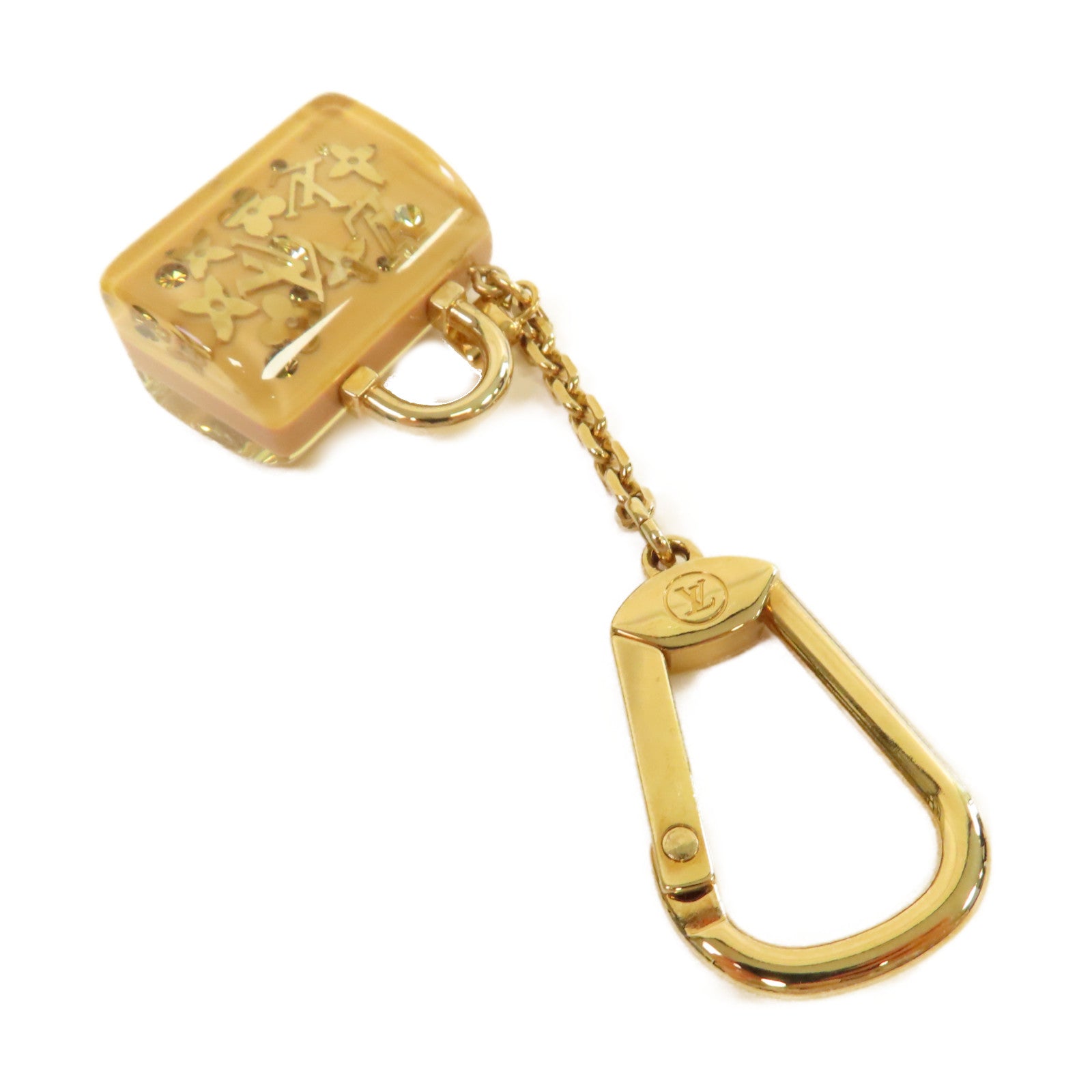 LOUIS VUITTON PVC/金屬Speedy Inclusion Framb Key Ring Charm掛飾杏色/金色