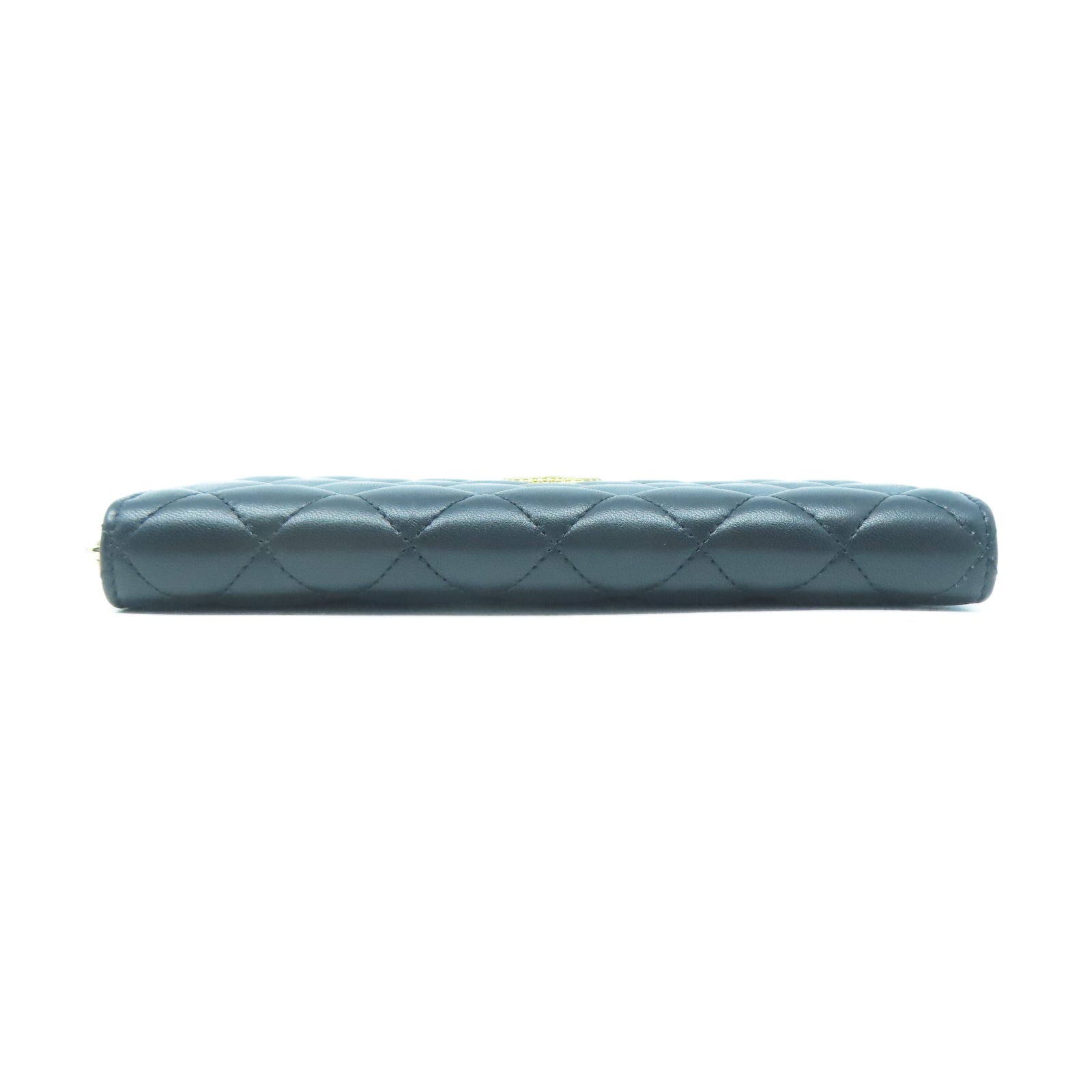 CHANEL 菱格牛皮皮革Long Wallet金扣長錢包黑色