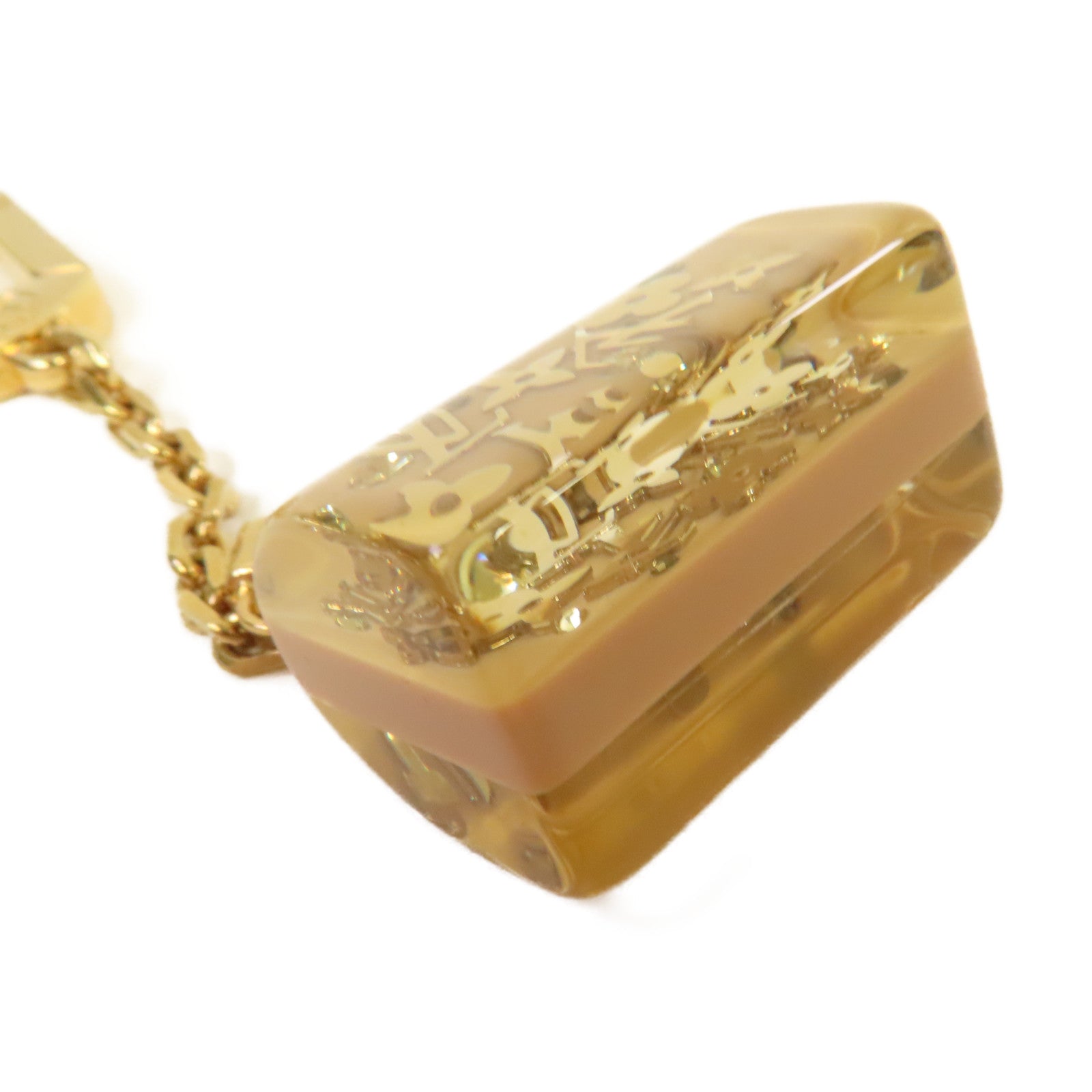LOUIS VUITTON PVC/金屬Speedy Inclusion Framb Key Ring Charm掛飾杏色/金色
