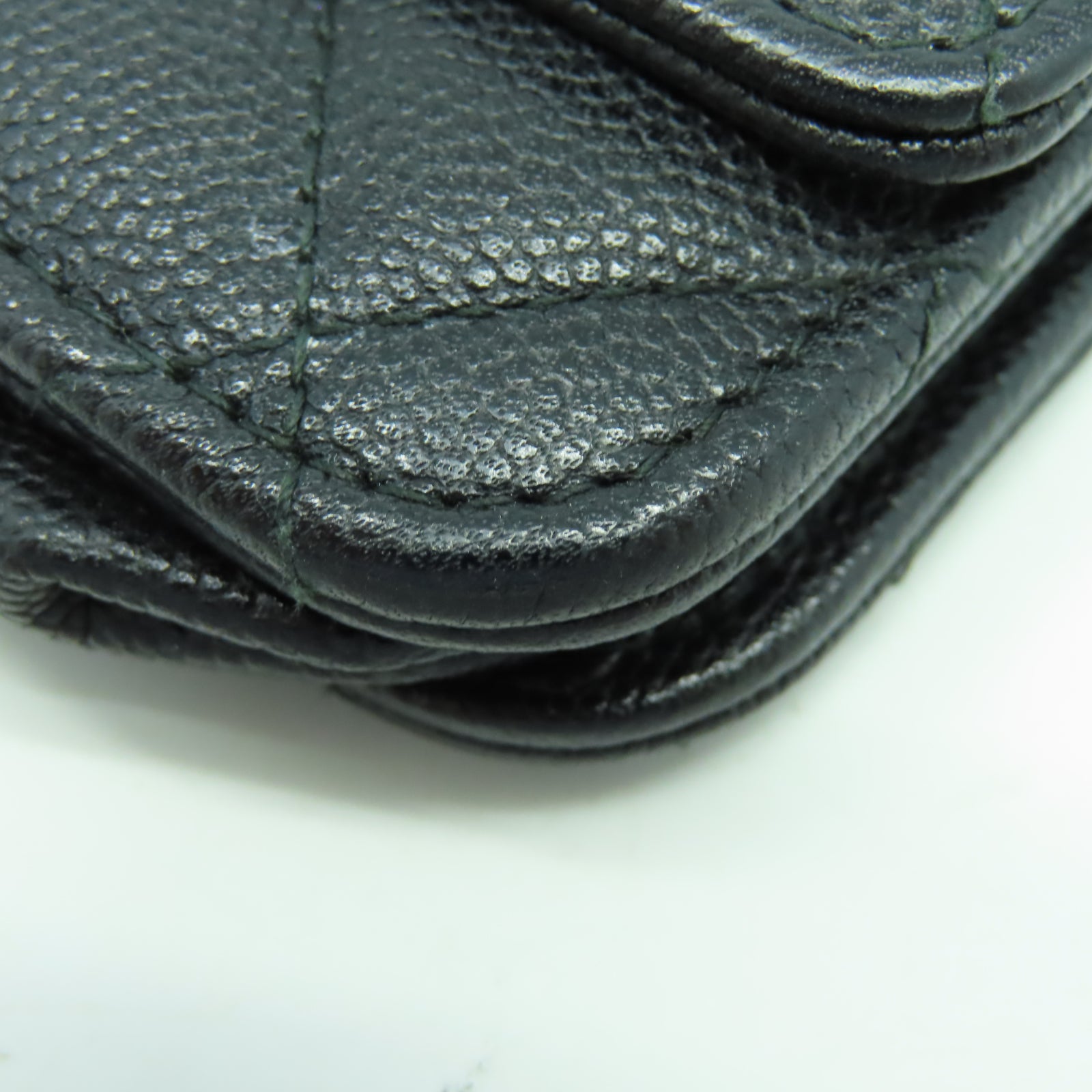 CHANEL 菱格Caviar皮革Wallet On Chain金扣鏈帶肩背袋黑色