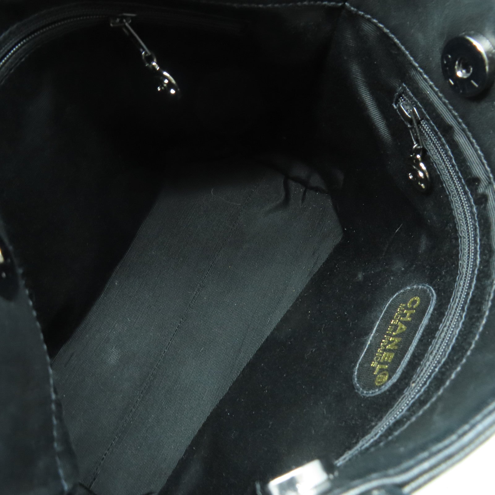 CHANEL 羊皮皮革Totebag銀扣手挽袋黑色