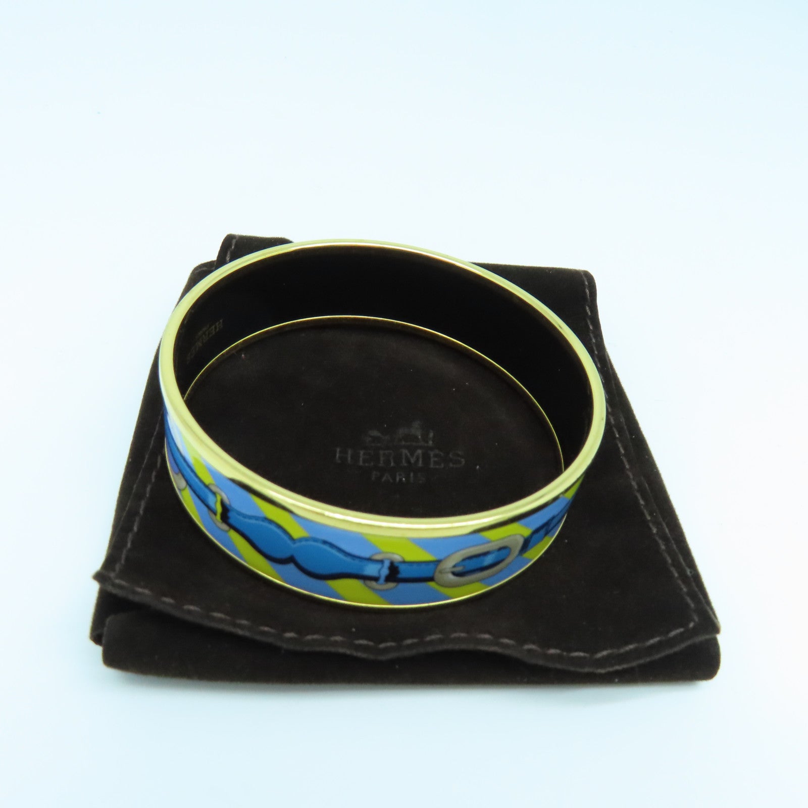 HERMES 金屬Bangle手鐲藍色/黃色