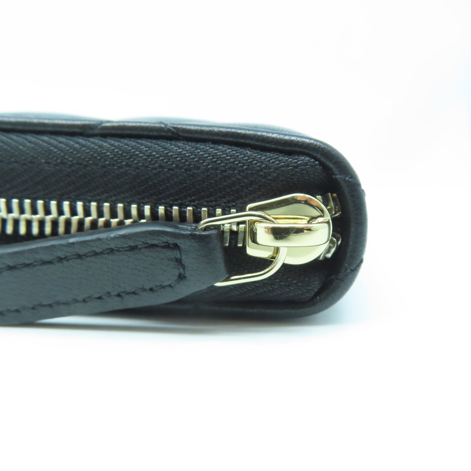 CHANEL 菱格牛皮皮革Long Wallet金扣長錢包黑色