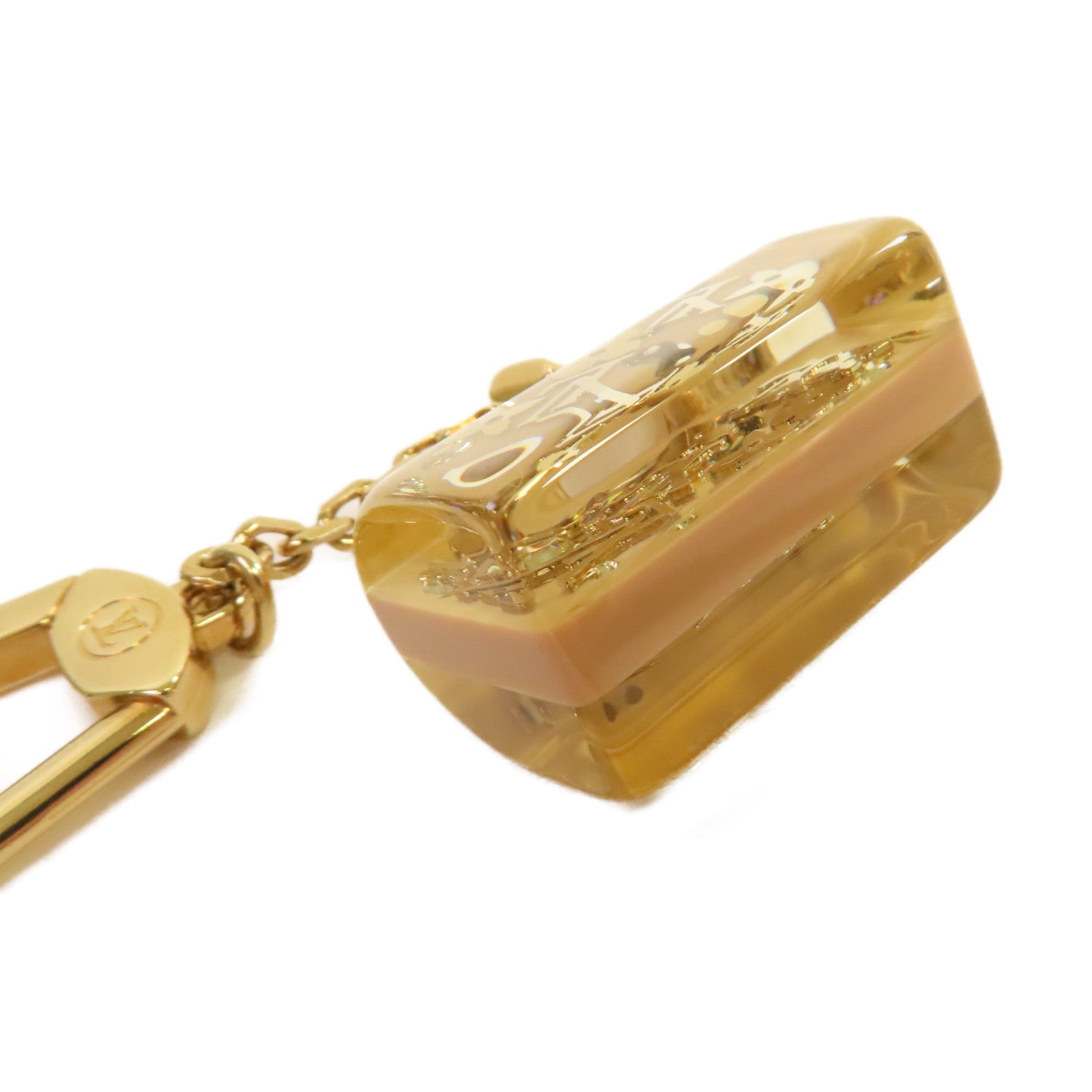 LOUIS VUITTON PVC/金屬Speedy Inclusion Framb Key Ring Charm掛飾杏色/金色