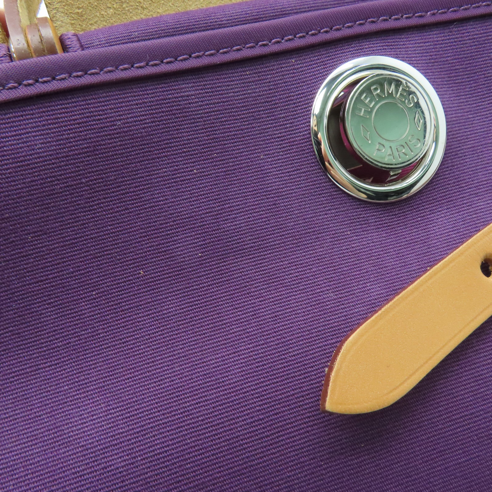 HERMES Canvas 2 Way Shoulder Bag Silver Buckle Handle Shoulder Bag Purple