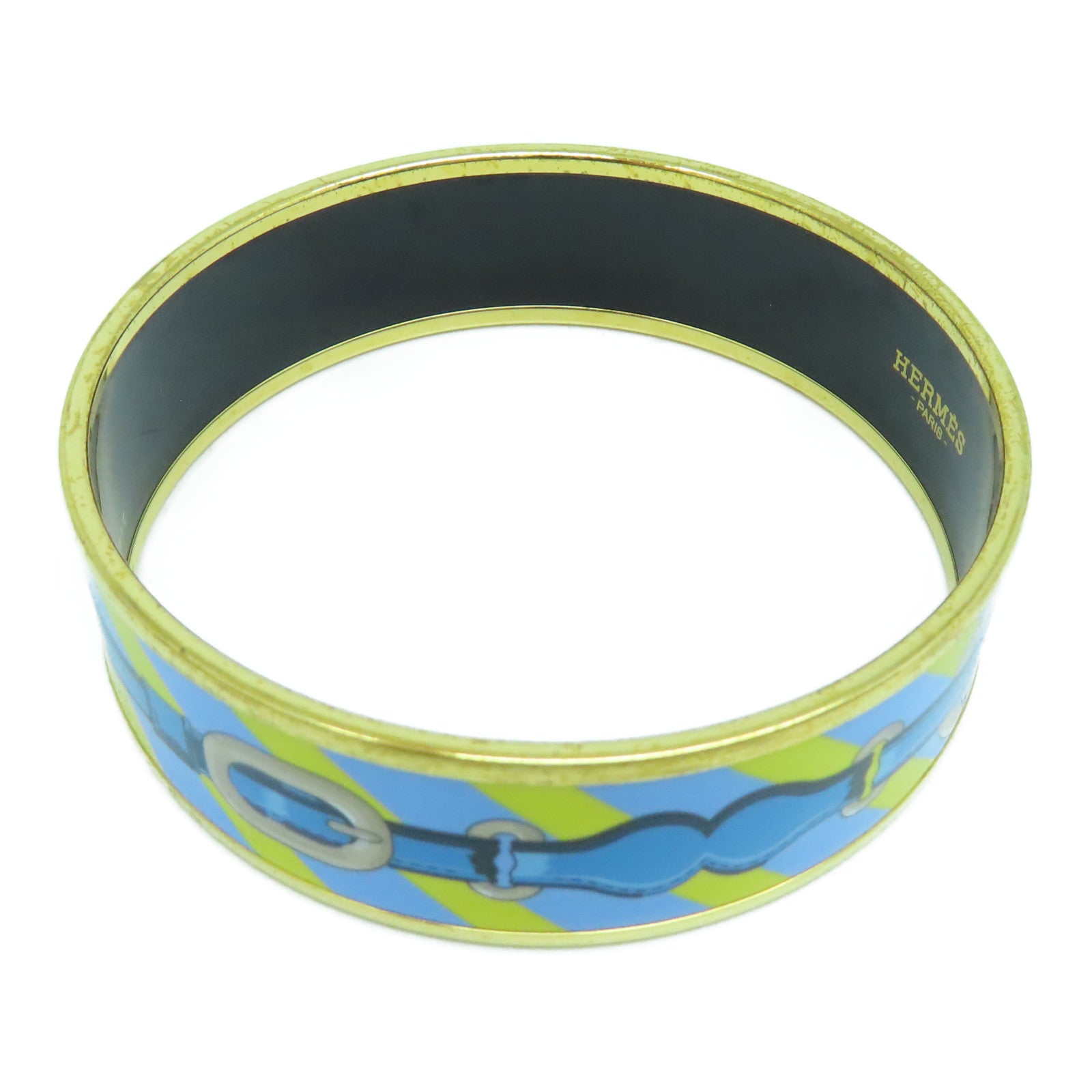 HERMES 金屬Bangle手鐲藍色/黃色