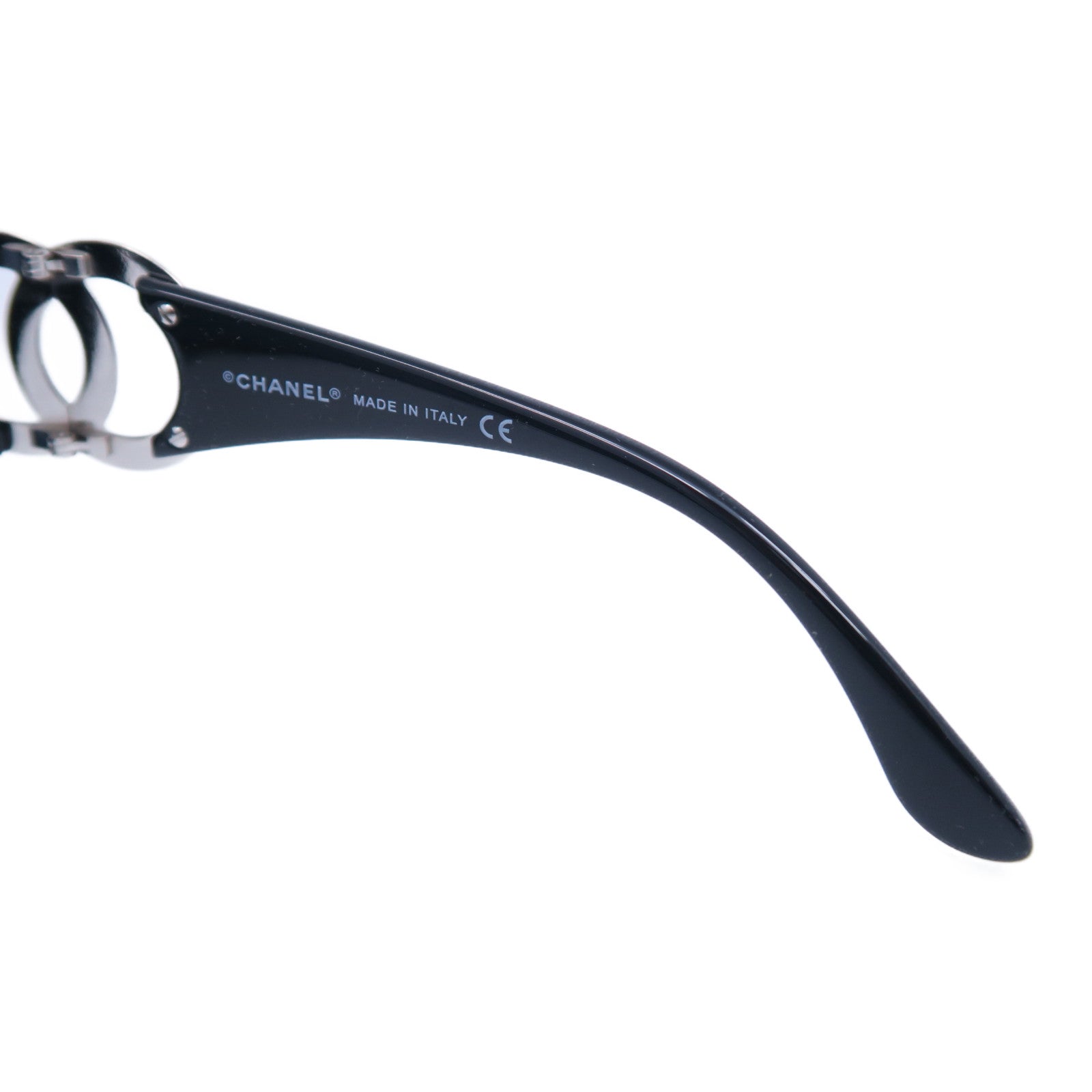 CHANEL PVC/金屬Sunglasses太陽眼鏡黑色/銀色