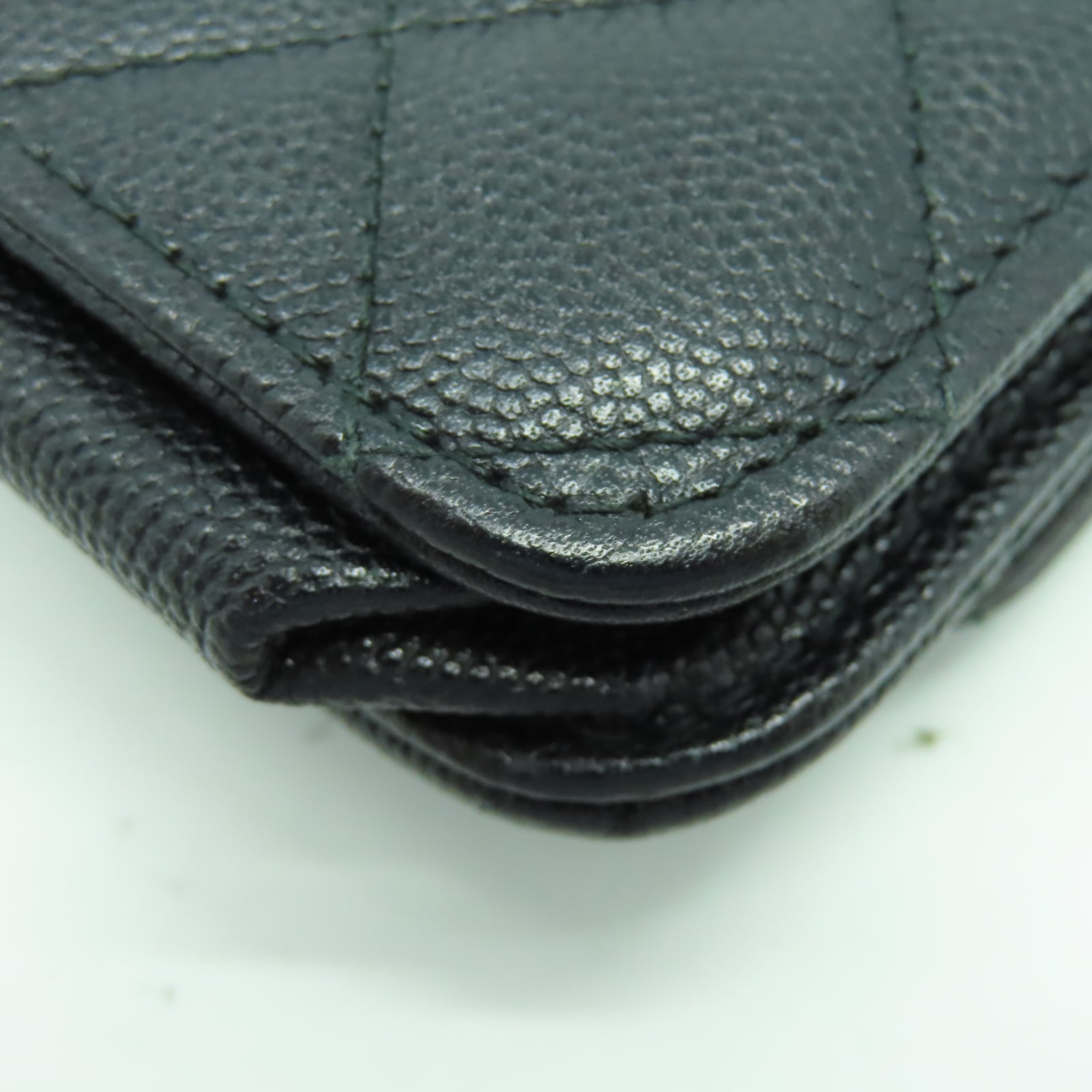 CHANEL 菱格Caviar皮革Wallet On Chain金扣鏈帶肩背袋黑色