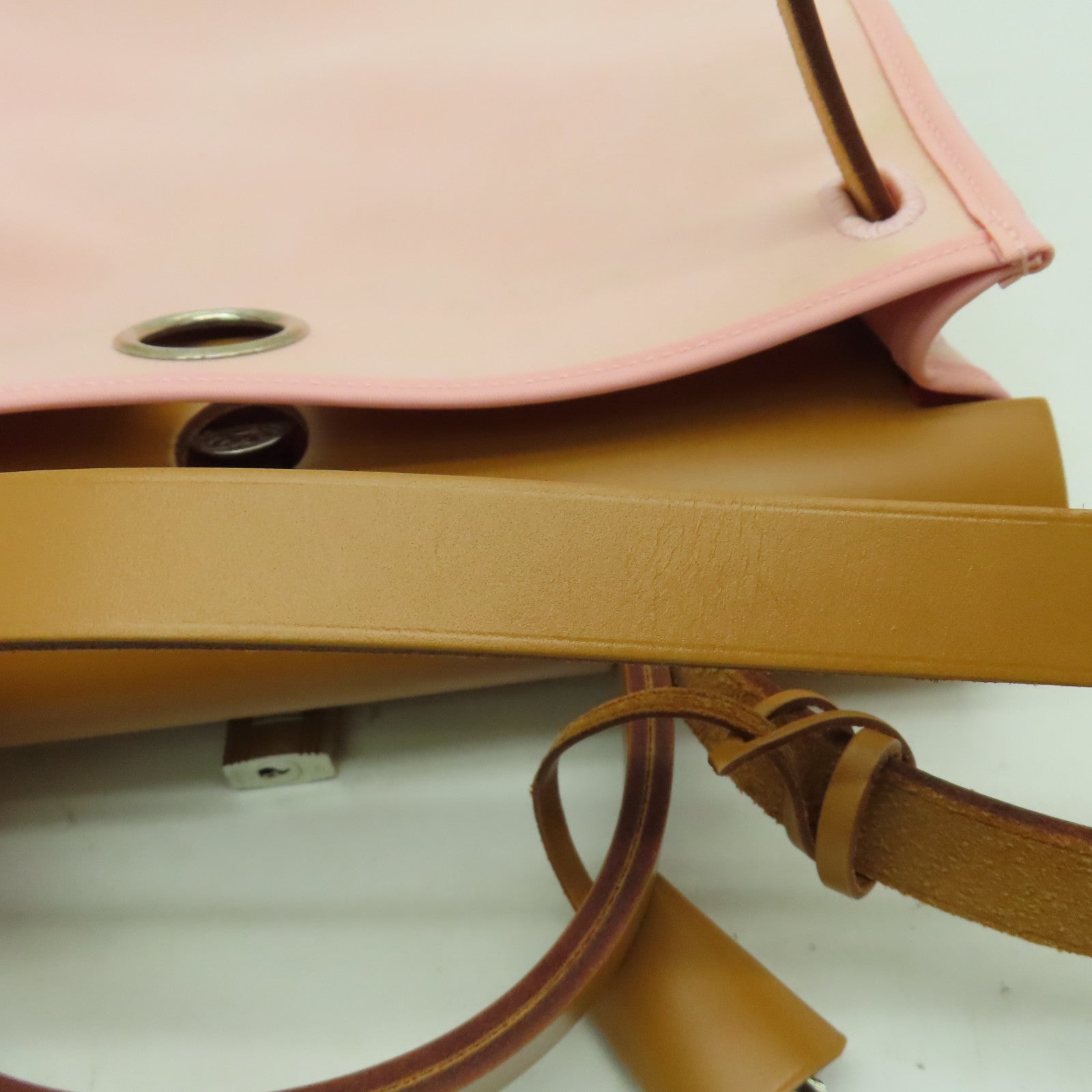 HERMES 【激減優惠】帆布Herbag PM銀扣手挽肩背兩用袋粉紅色