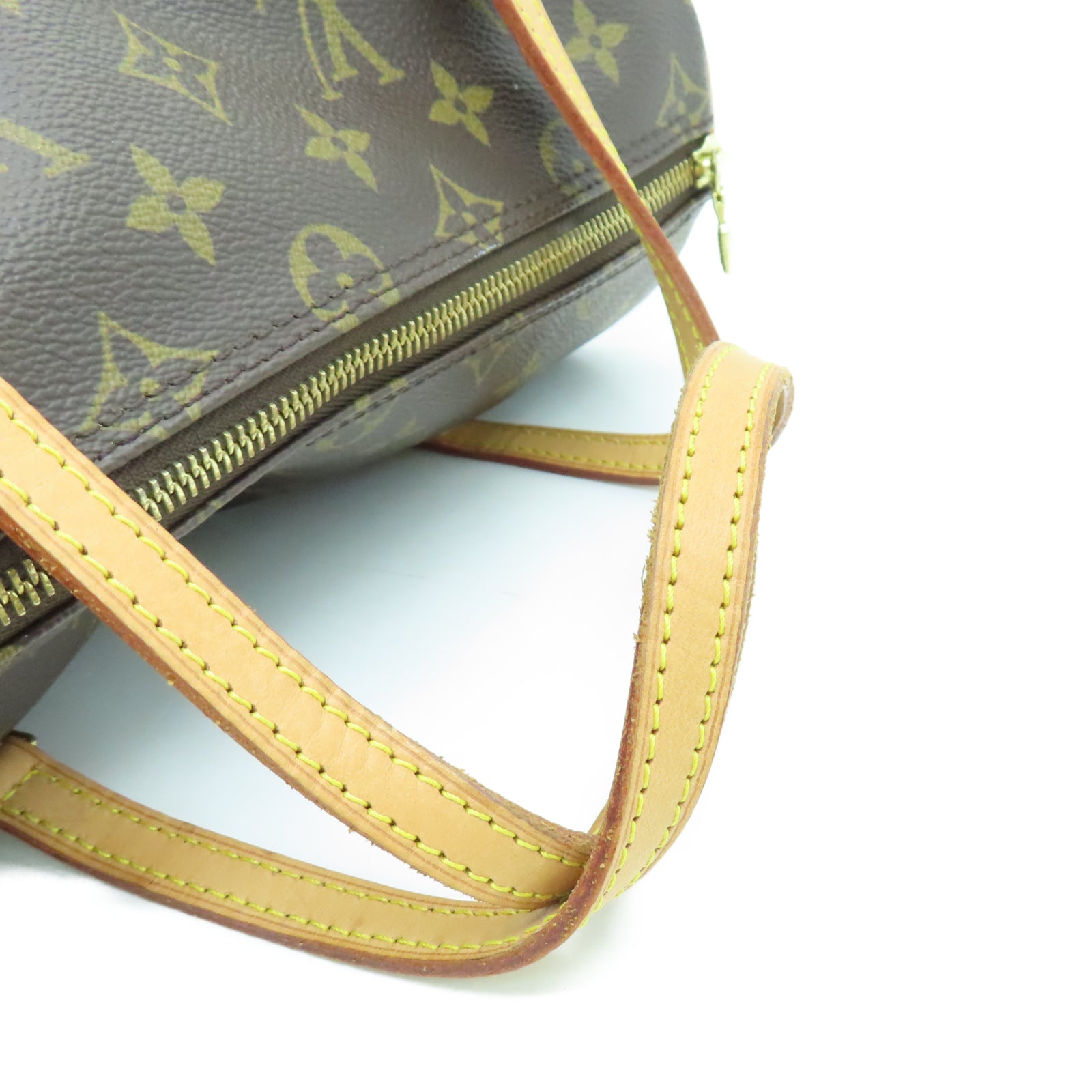 LOUIS VUITTON Monogram Papillon Gold Buckle Shoulder Bag Brown