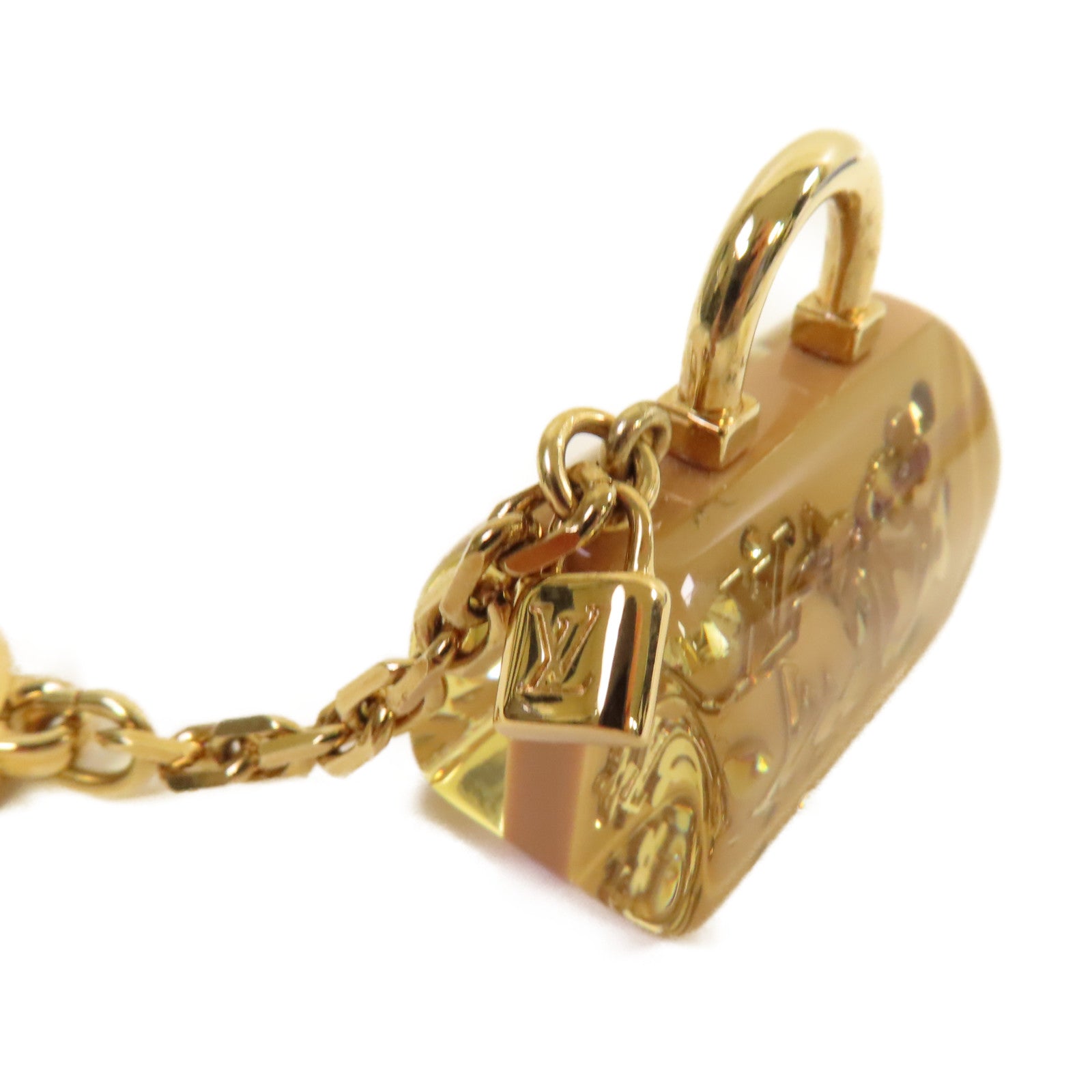 LOUIS VUITTON PVC/金屬Speedy Inclusion Framb Key Ring Charm掛飾杏色/金色