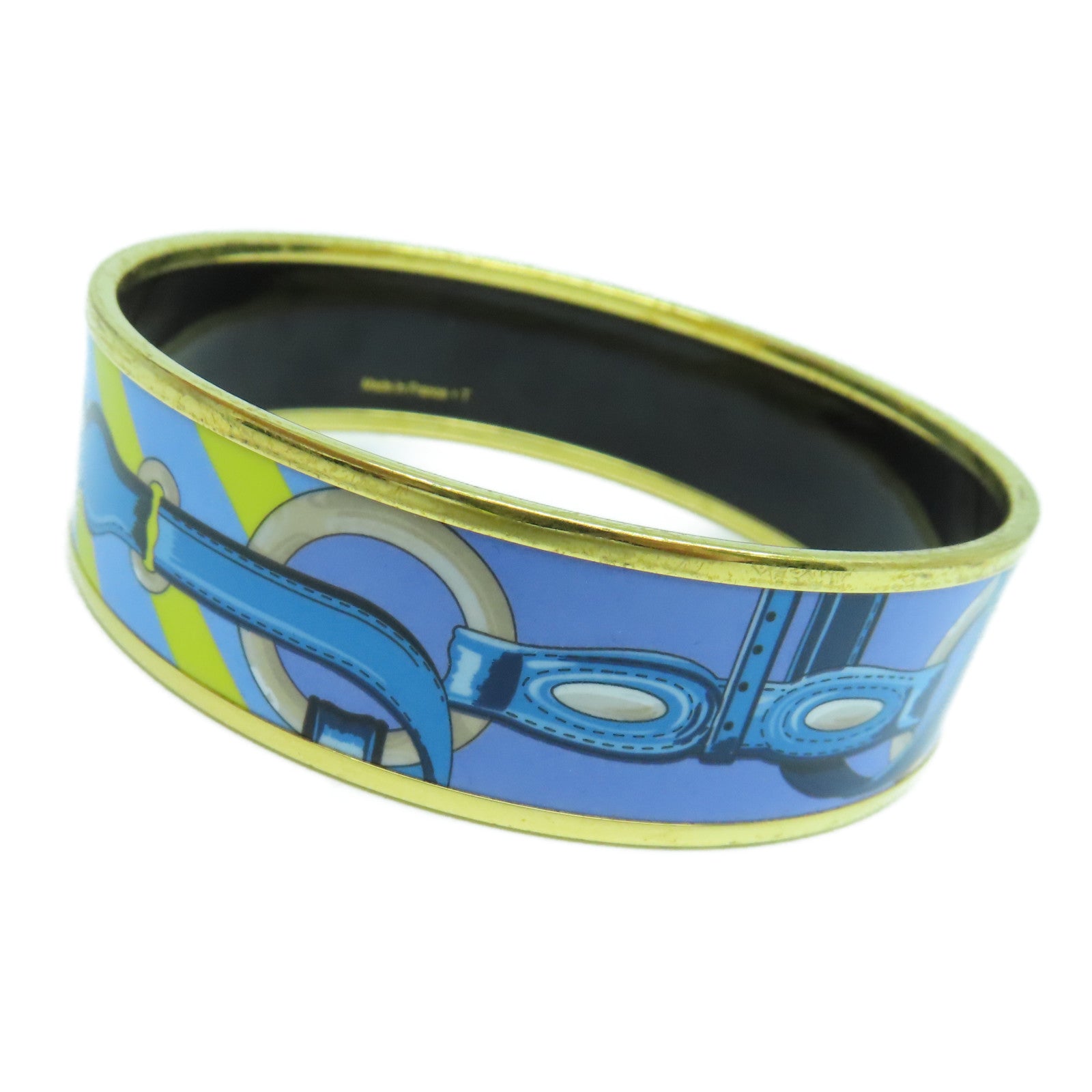 HERMES 金屬Bangle手鐲藍色/黃色