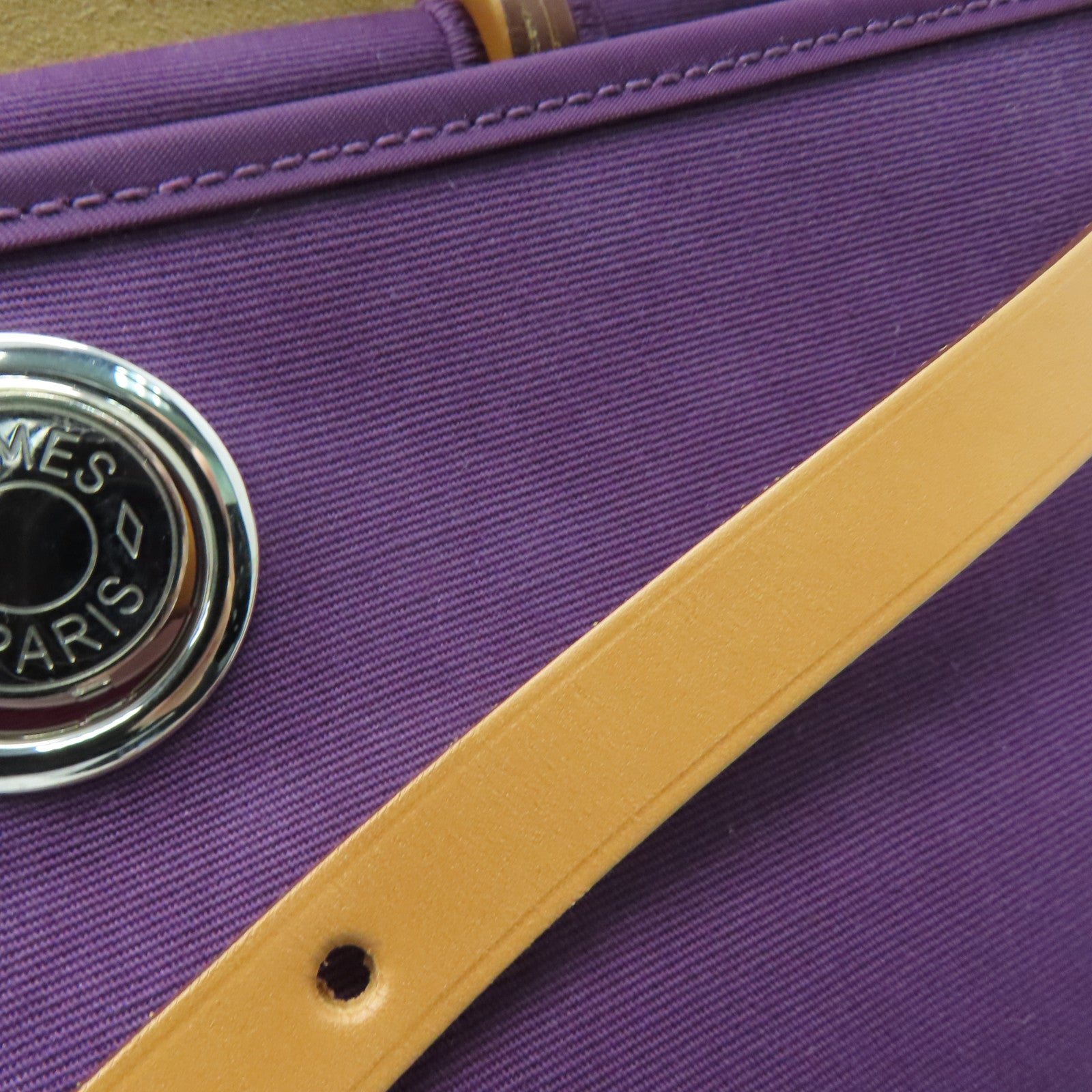 HERMES Canvas 2 Way Shoulder Bag Silver Buckle Handle Shoulder Bag Purple