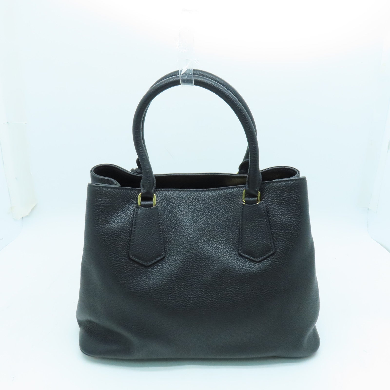 PRADA 牛皮皮革2 way Shoulder金扣手挽肩背兩用袋黑色