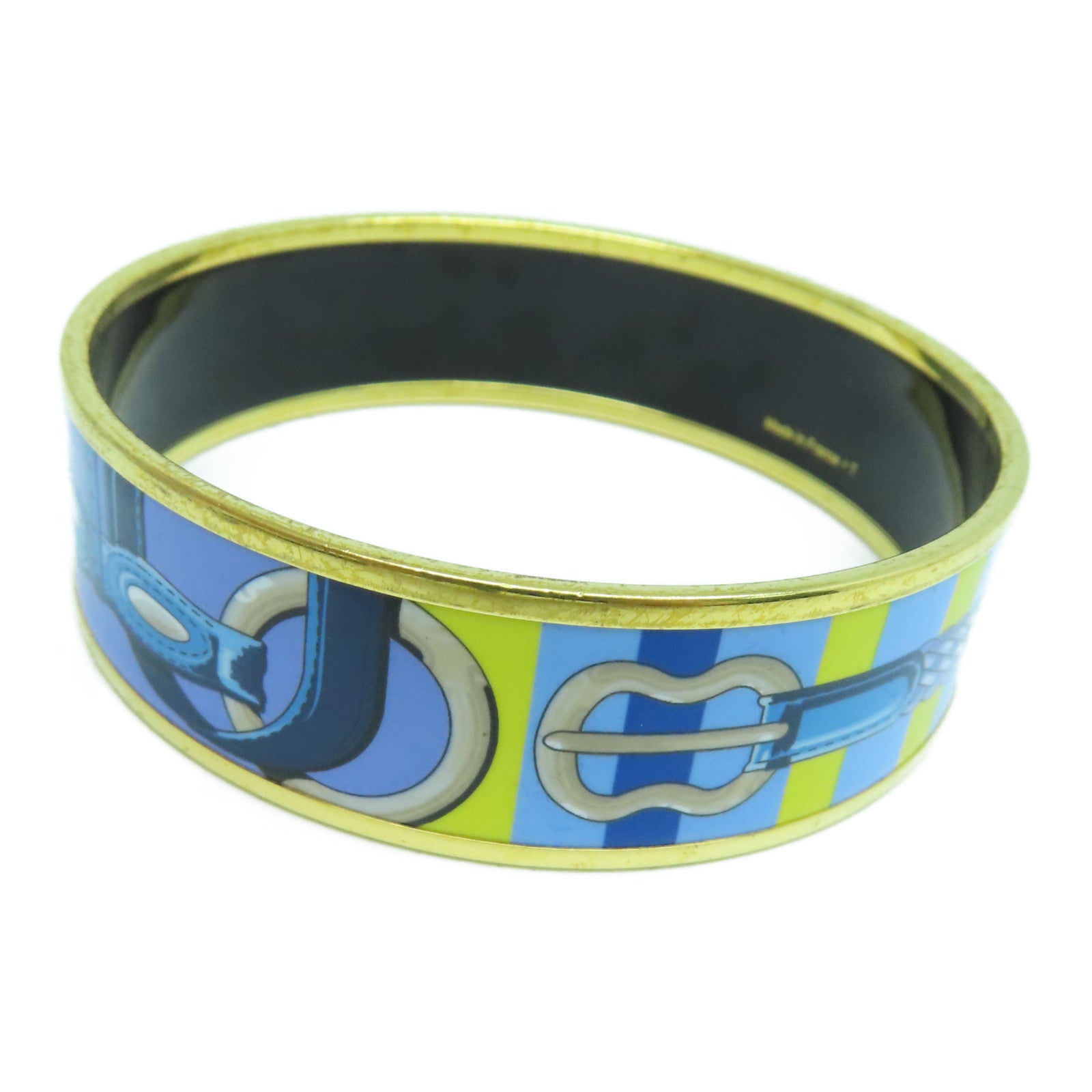 HERMES 金屬Bangle手鐲藍色/黃色