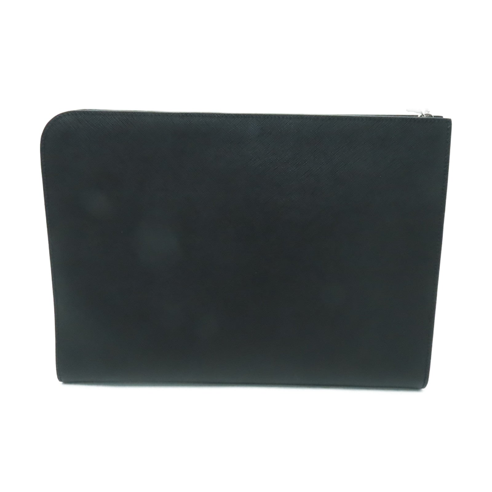 PRADA 牛皮皮革Clutch Bag銀扣手拿包黑色