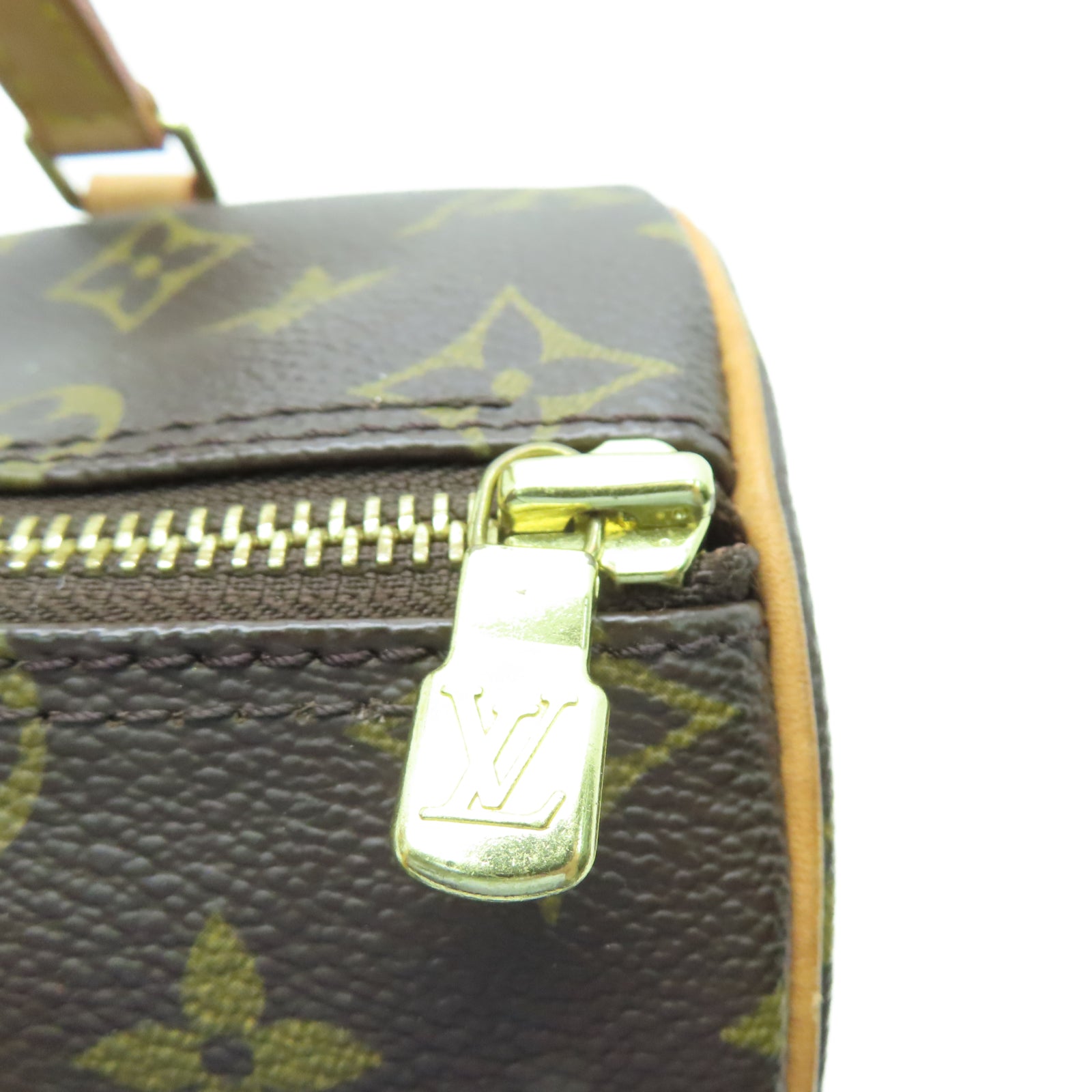 LOUIS VUITTON Monogram Papillon Gold Buckle Shoulder Bag Brown