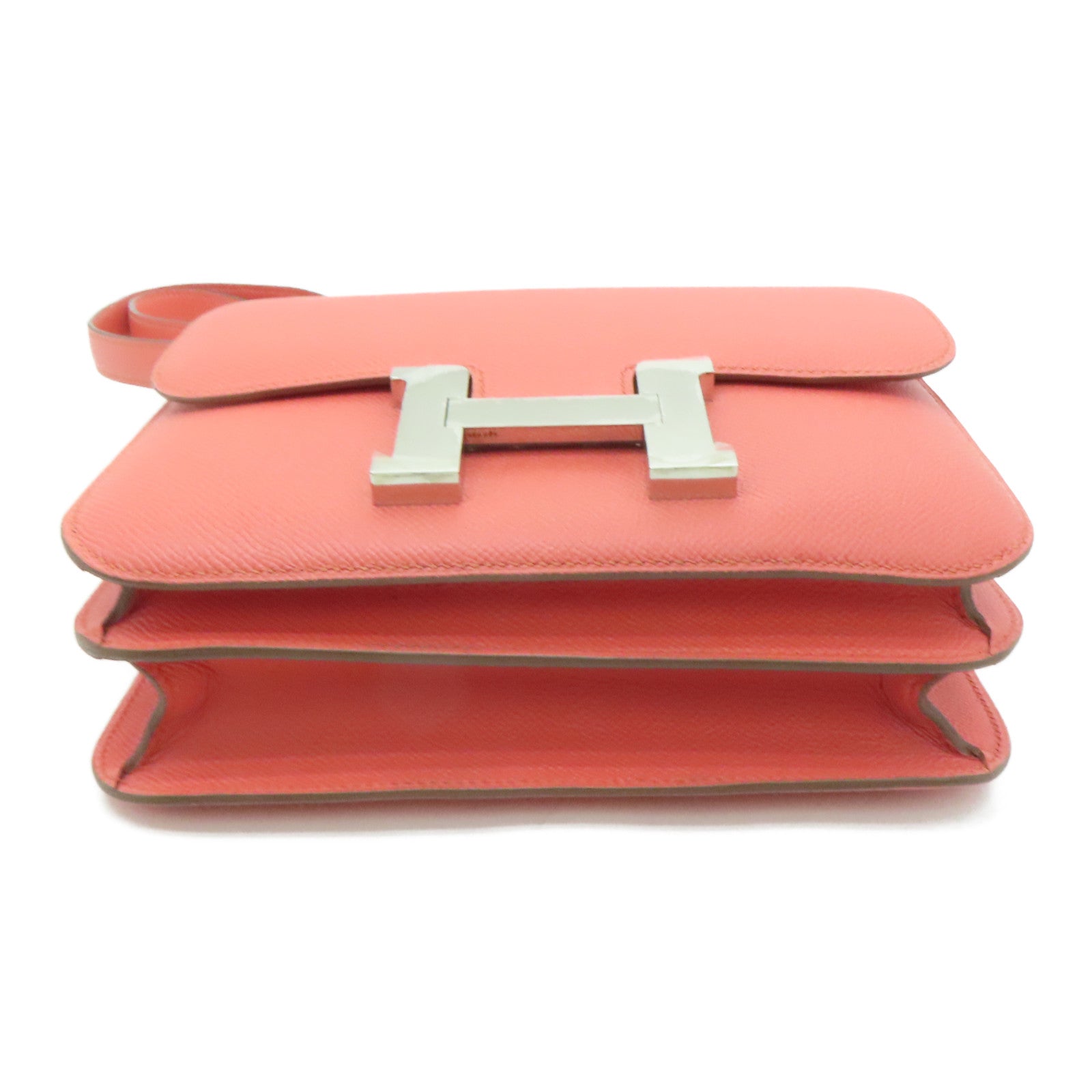 HERMES Epsom皮革Constance 24银扣肩背袋Flamingo