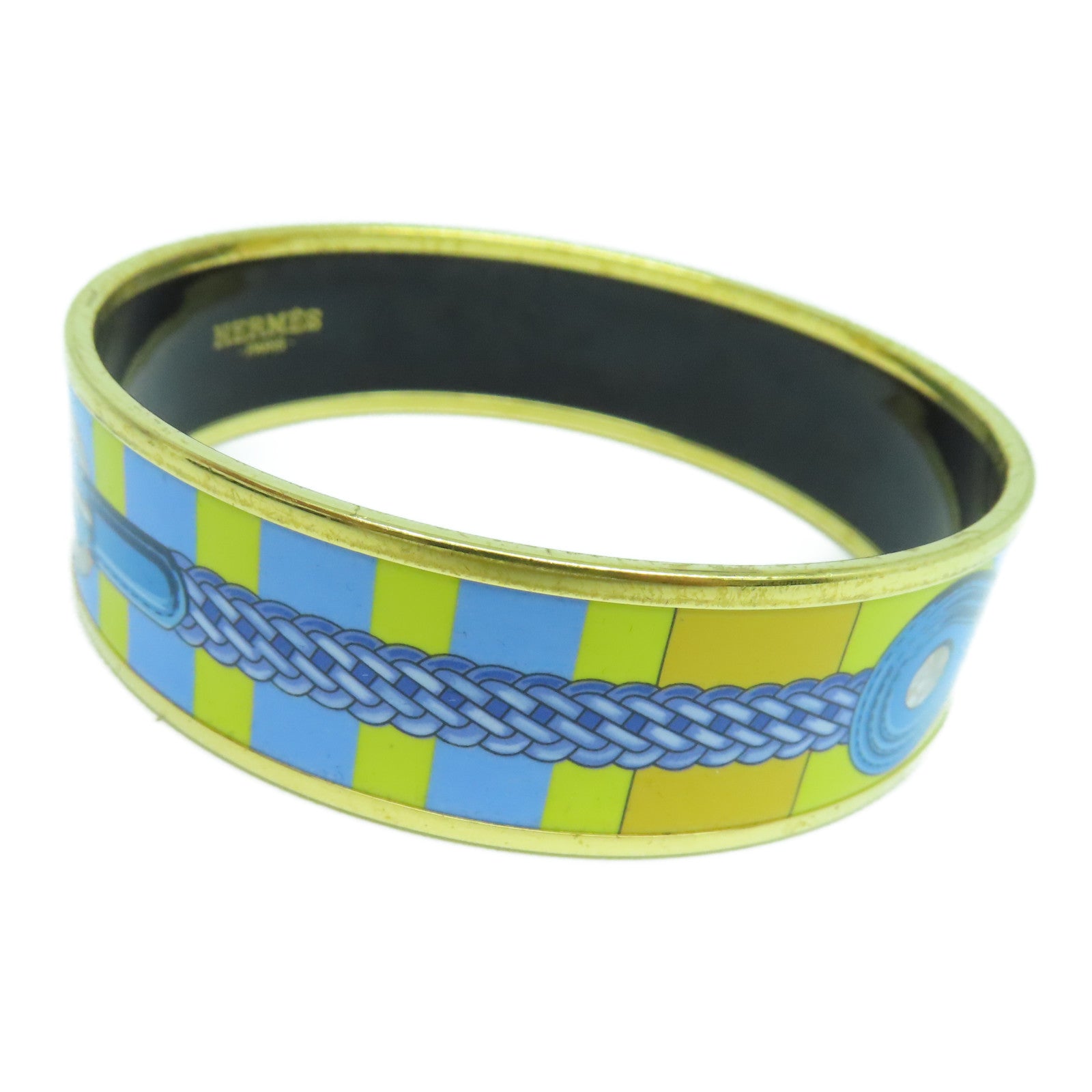HERMES 金屬Bangle手鐲藍色/黃色